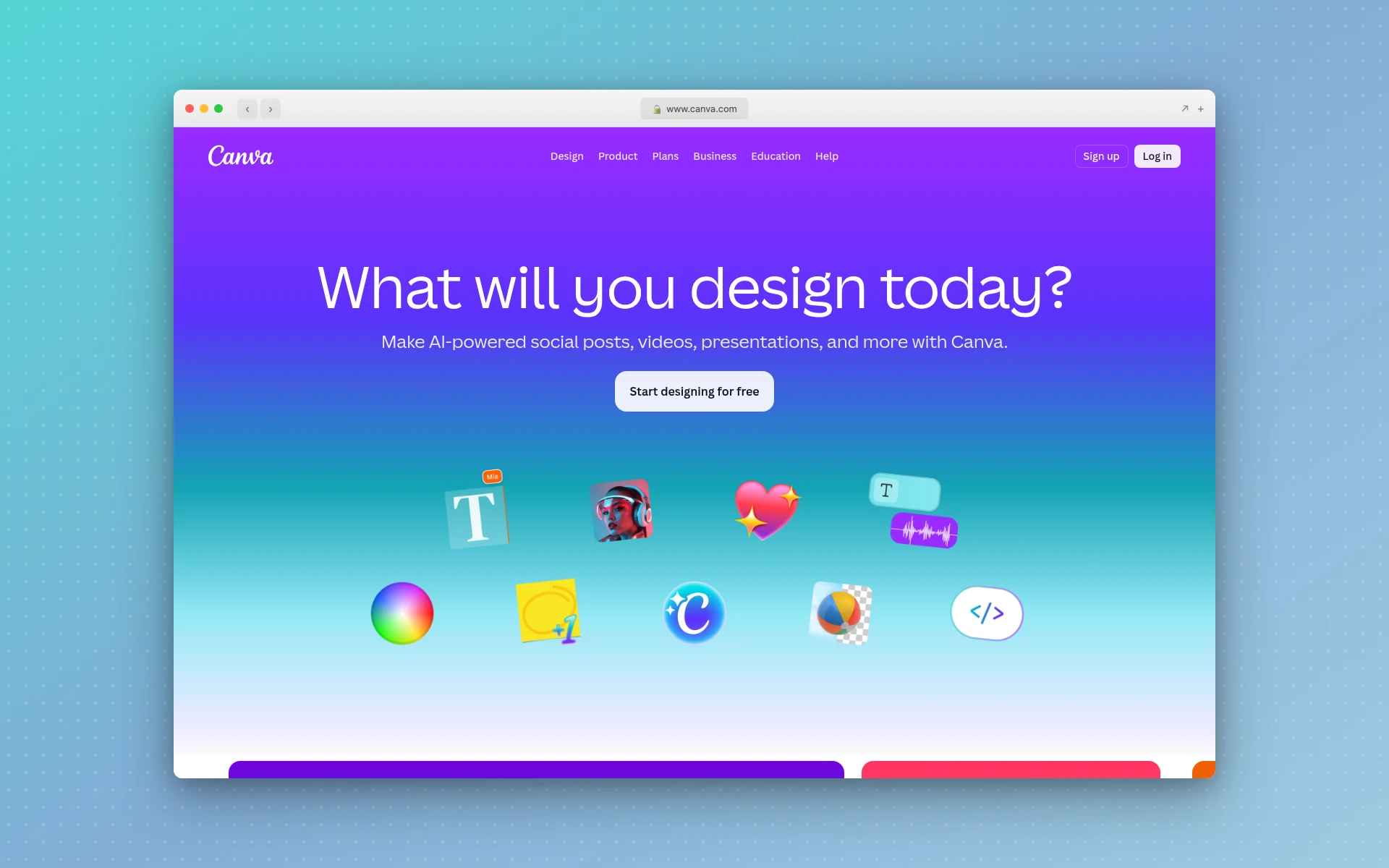 Canva homepage