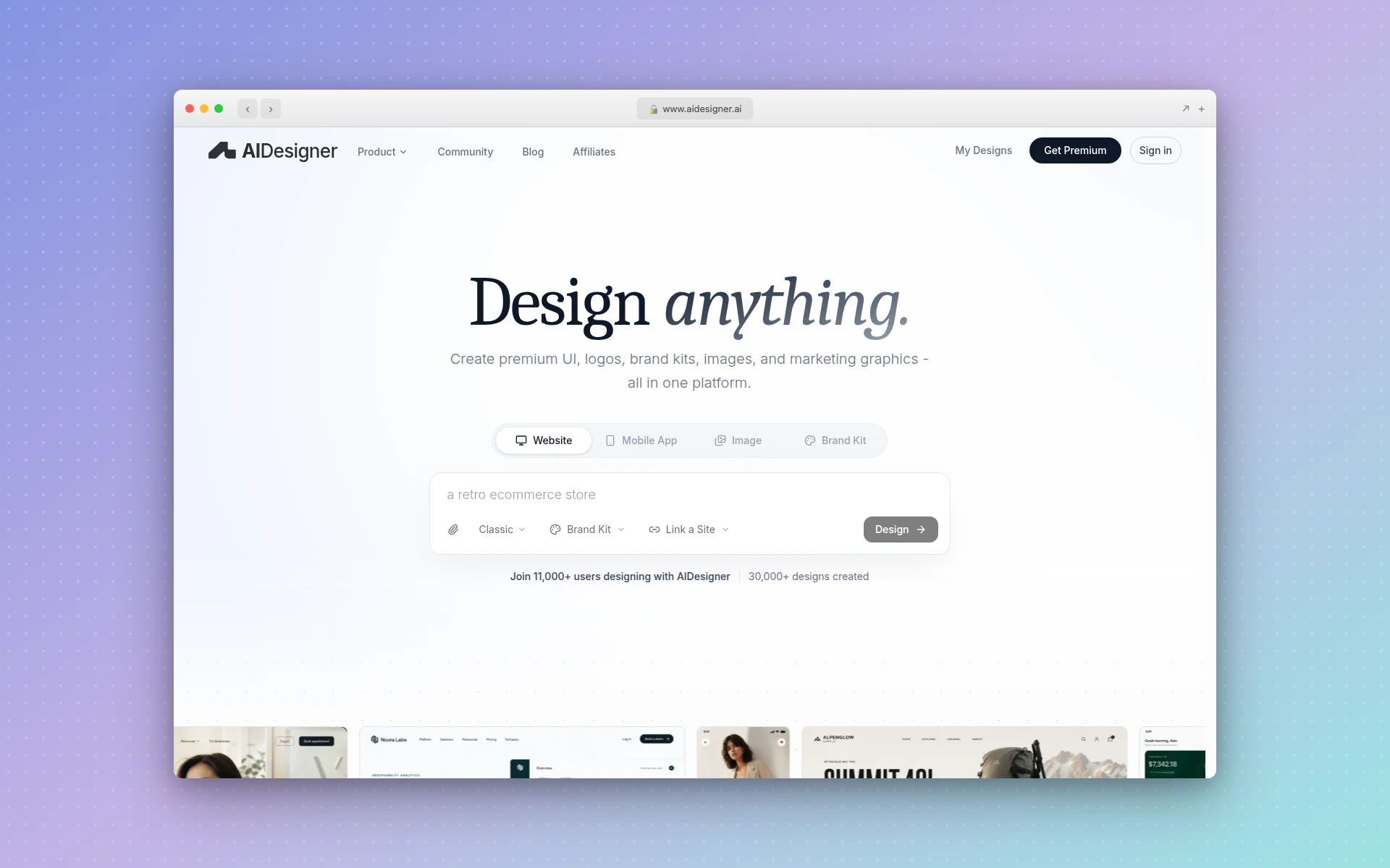 AIDesigner homepage
