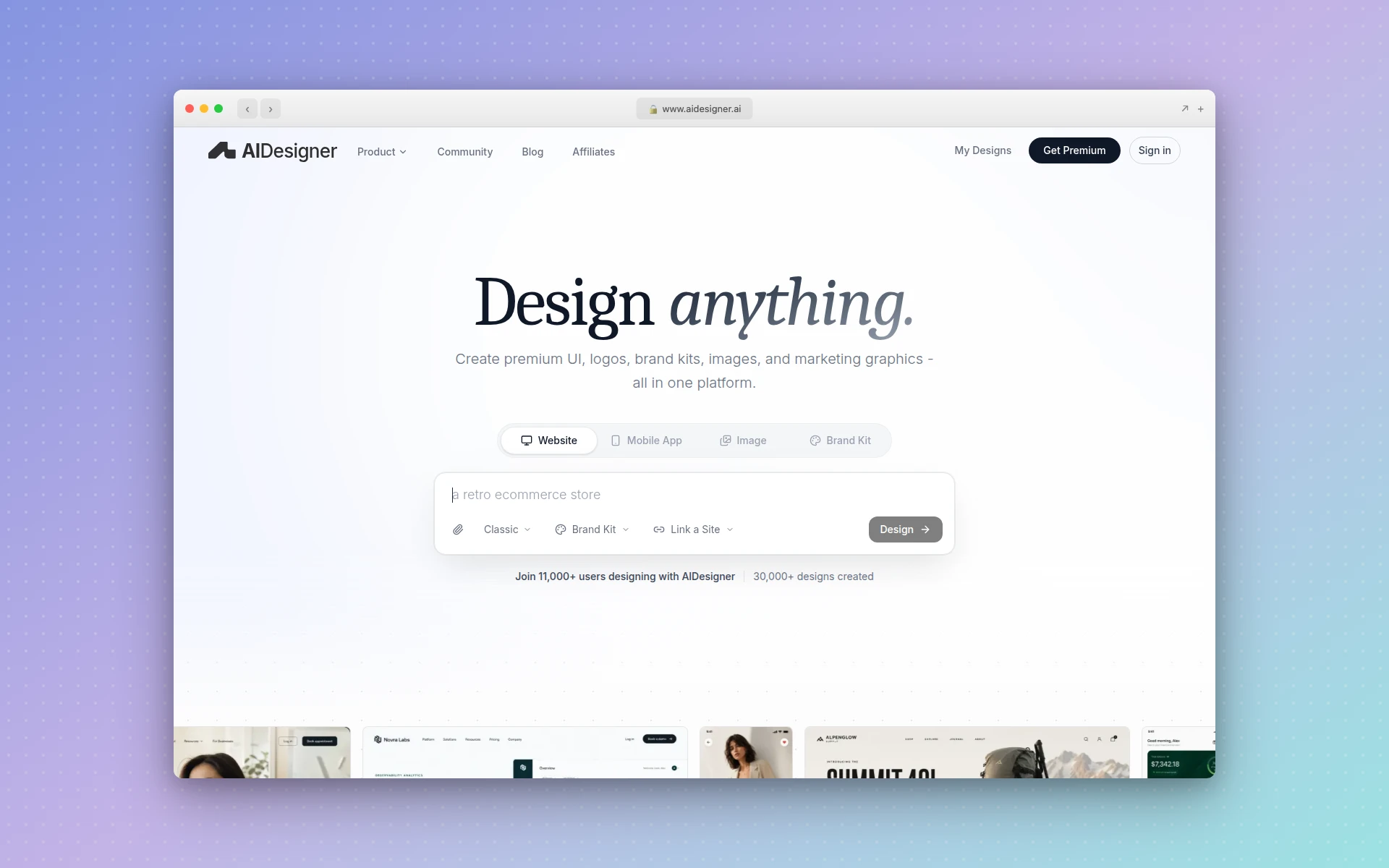AIDesigner homepage
