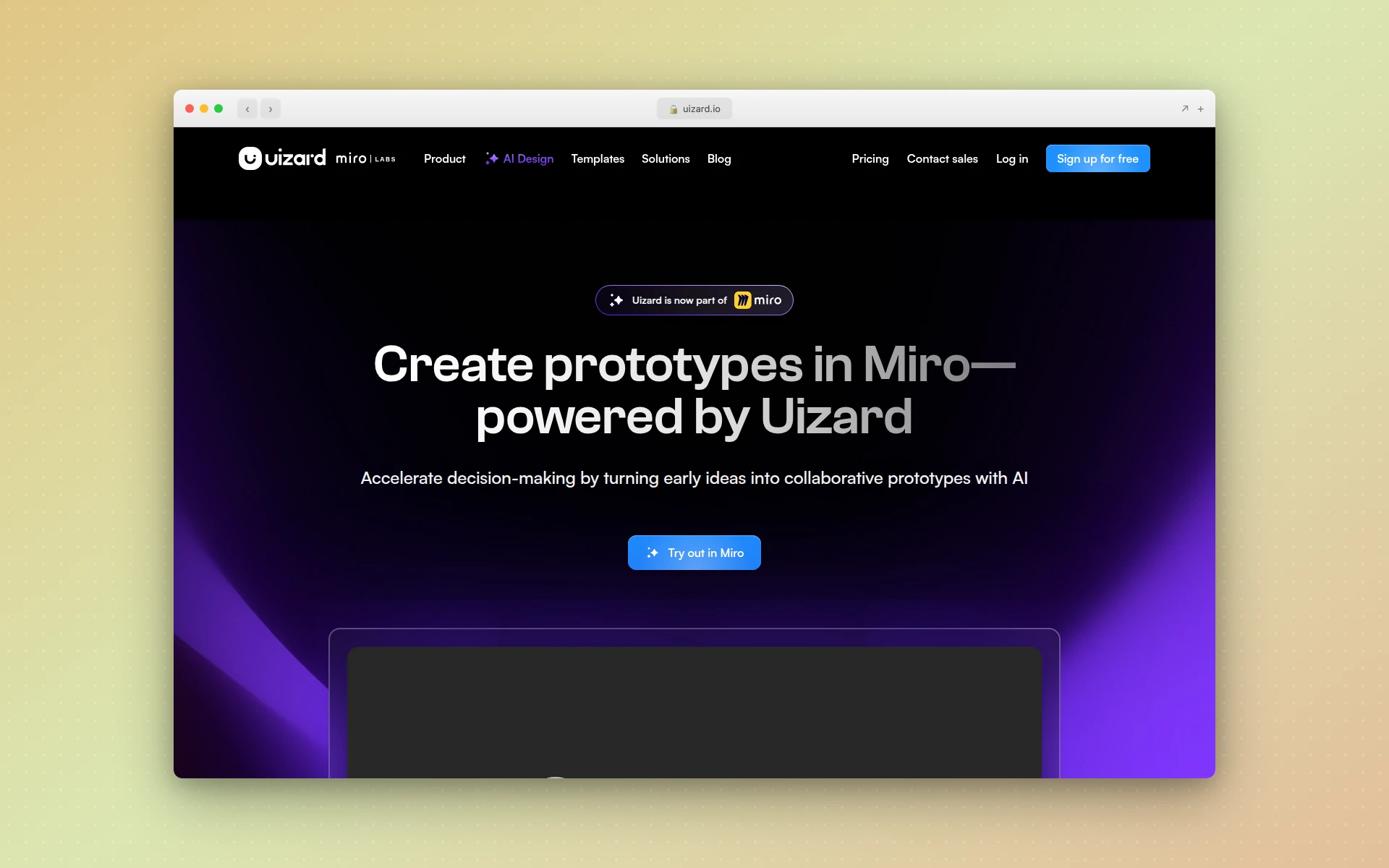 Uizard homepage