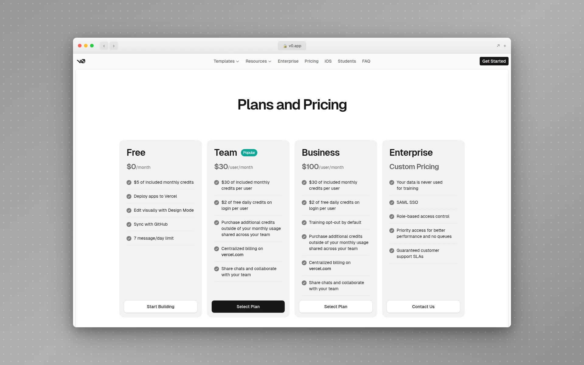 v0 pricing