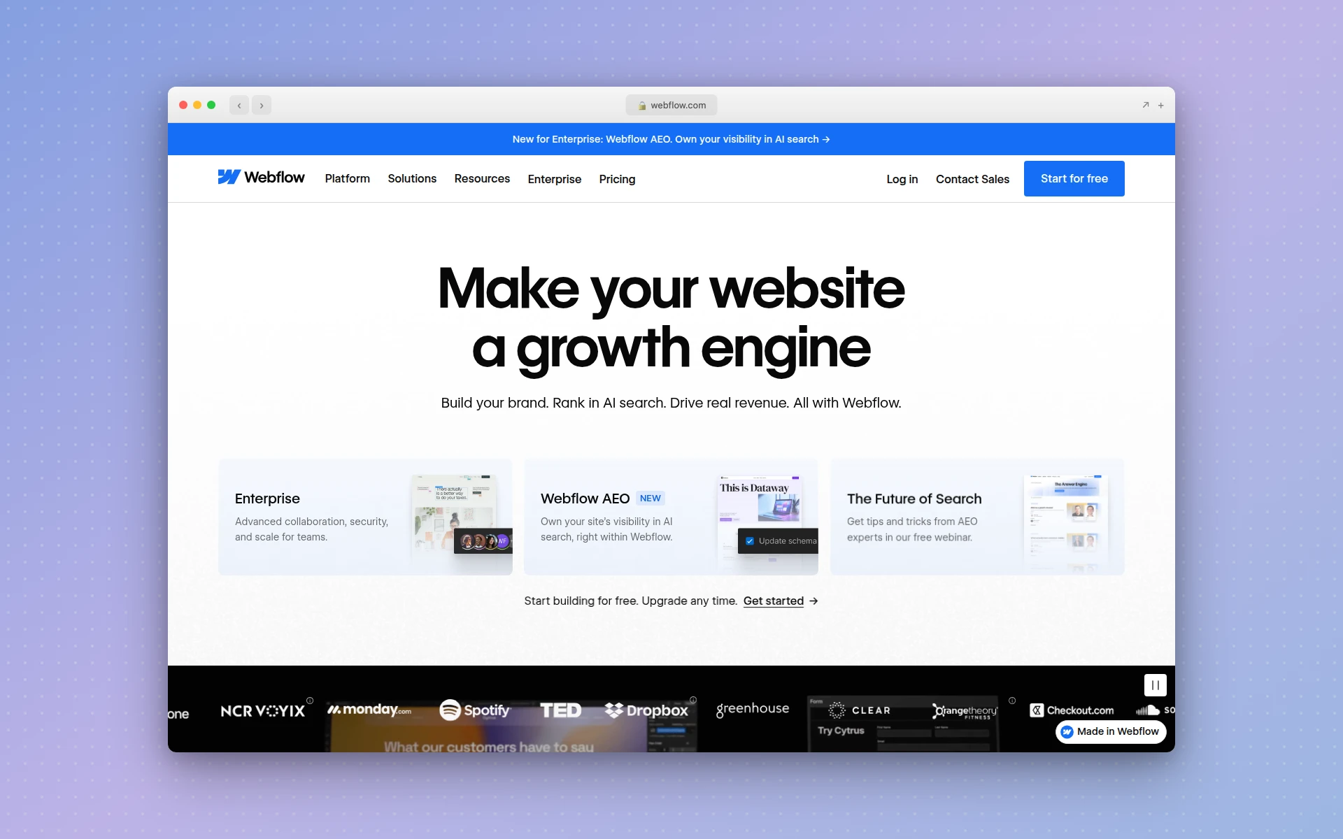 Webflow homepage