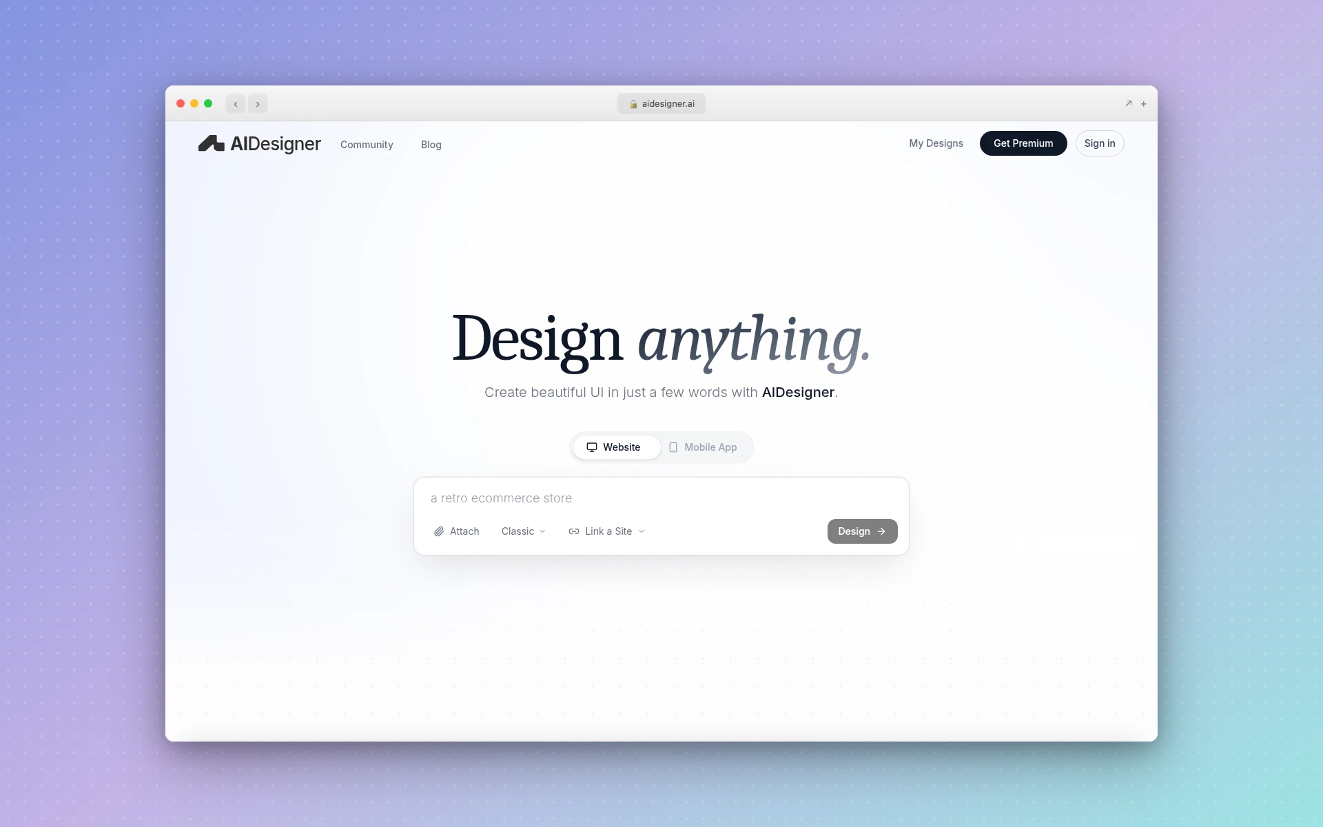 AIDesigner AI UI design generation platform