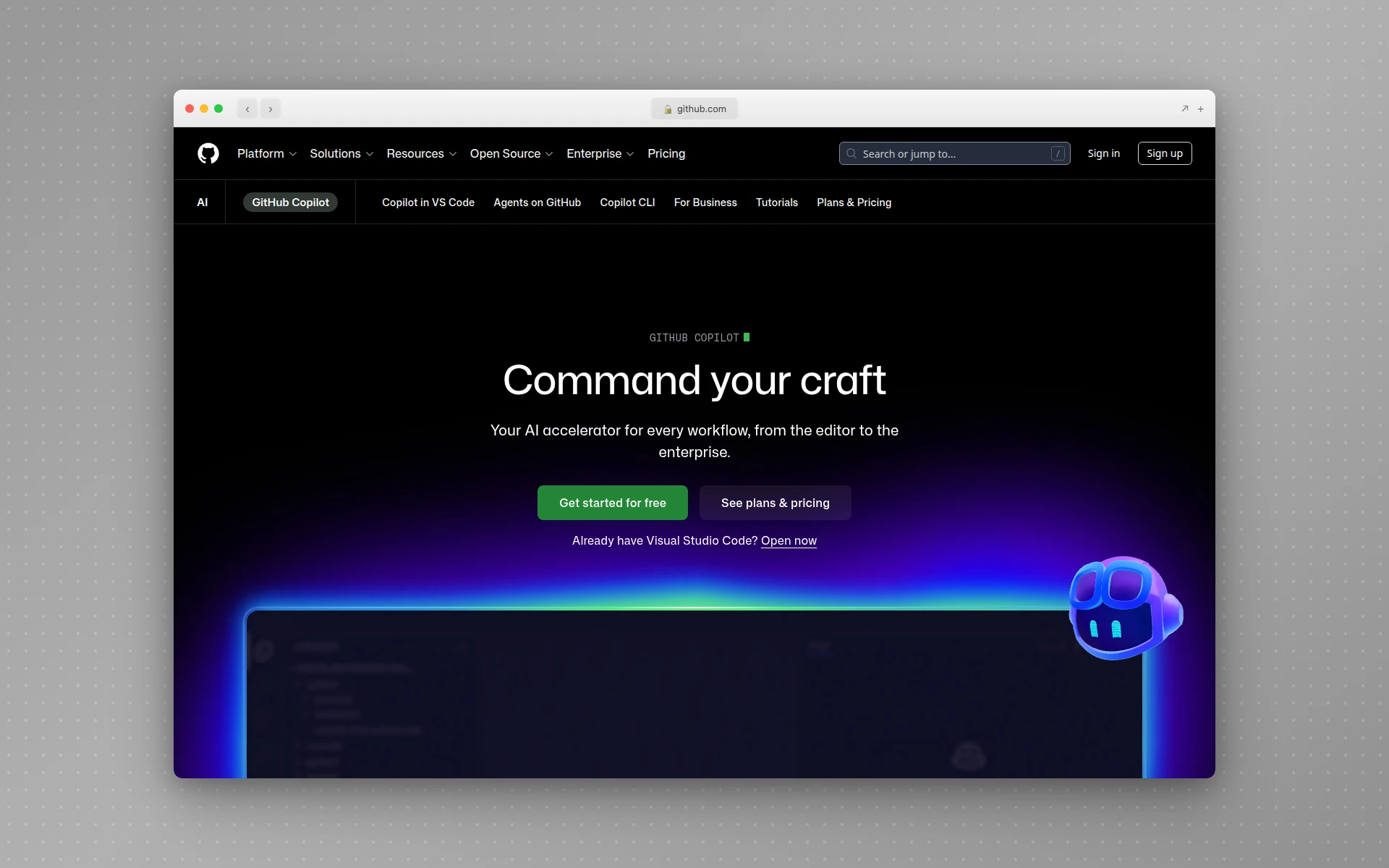 GitHub Copilot homepage
