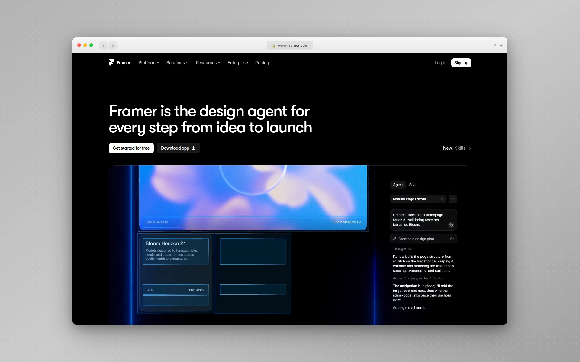 Framer AI website and landing page builder