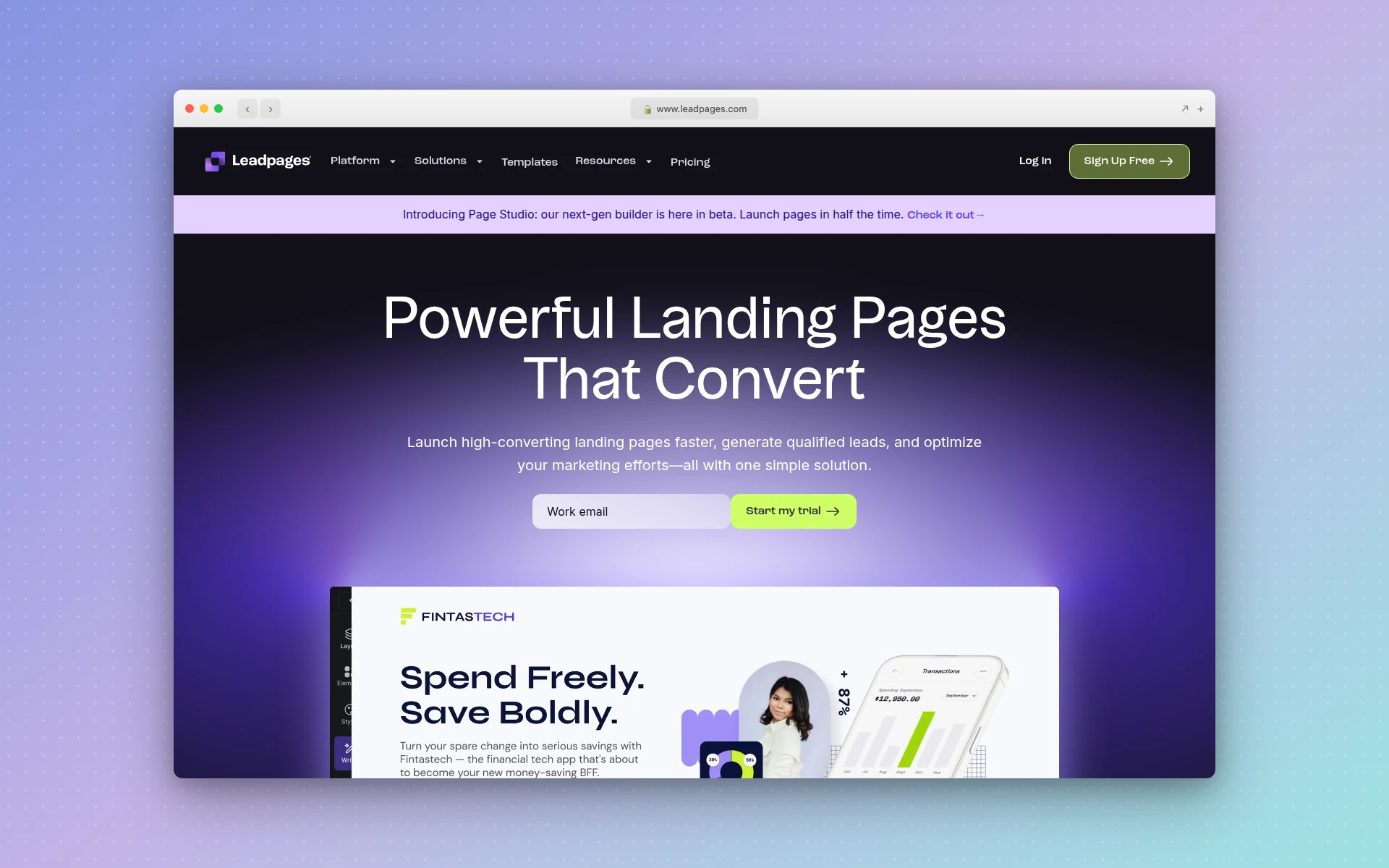 Leadpages AI landing page builder
