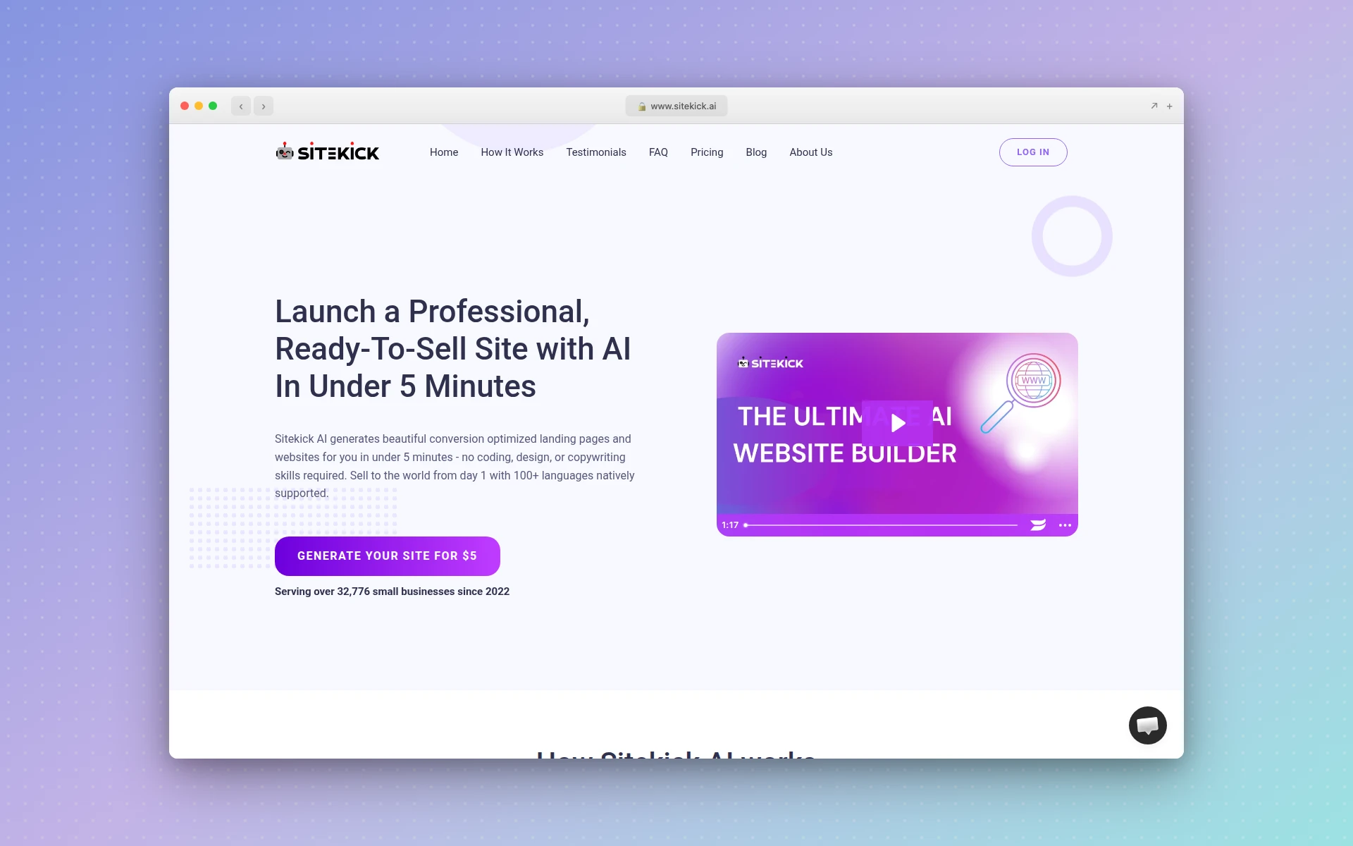 Sitekick AI landing page generator