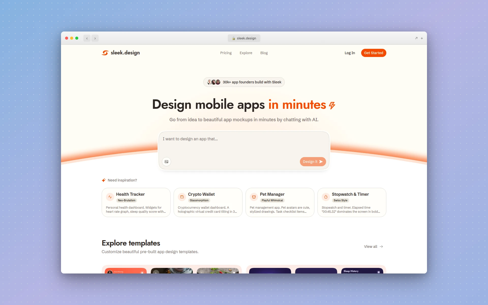 Sleek AI mobile app design interface