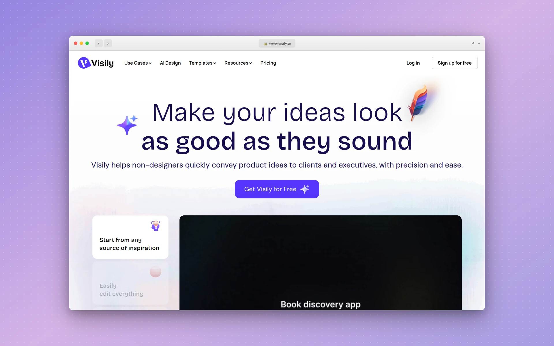 Visily interface for AI mobile mockup generation
