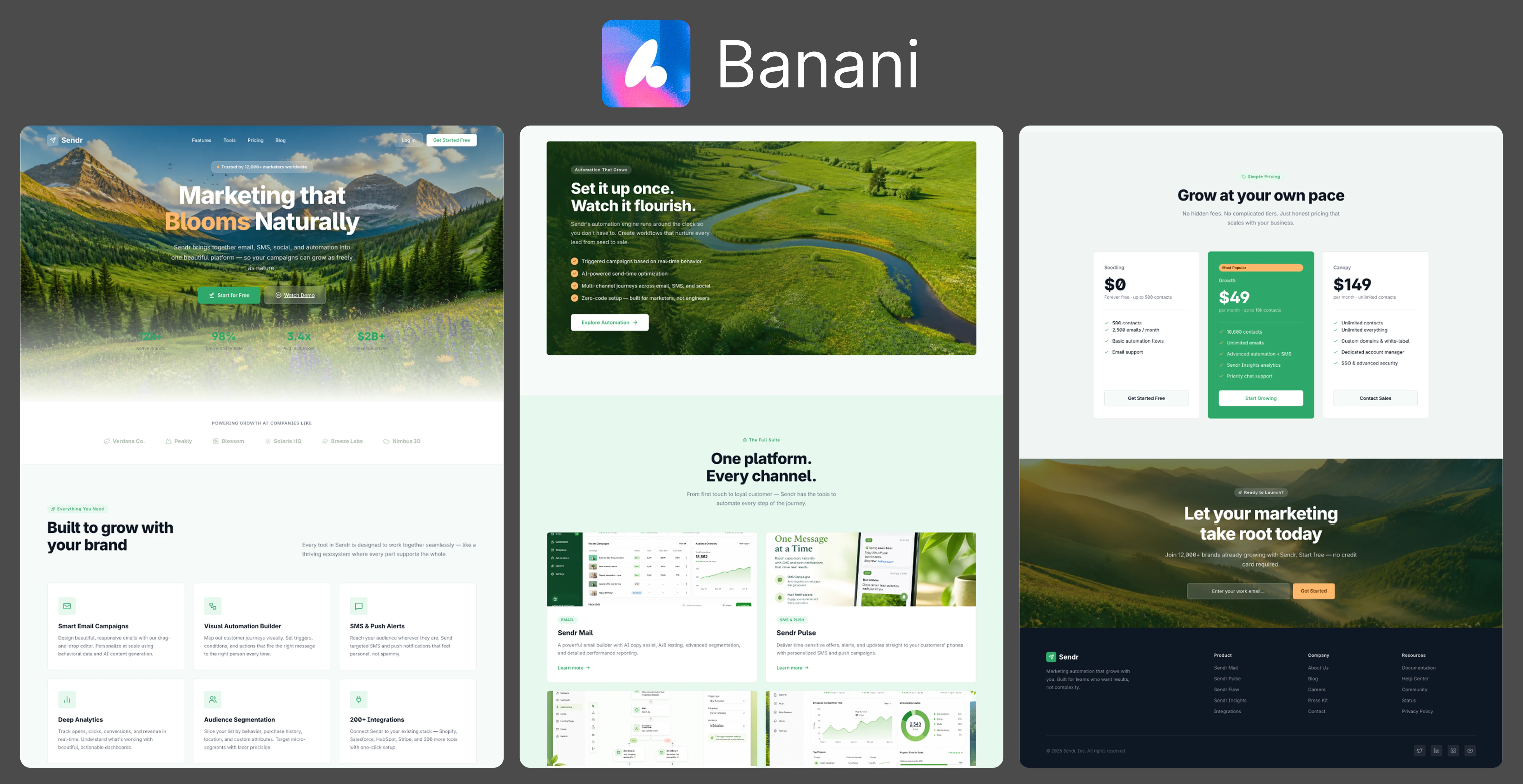 Banani's result for the Sendr bright-nature landing-page prompt