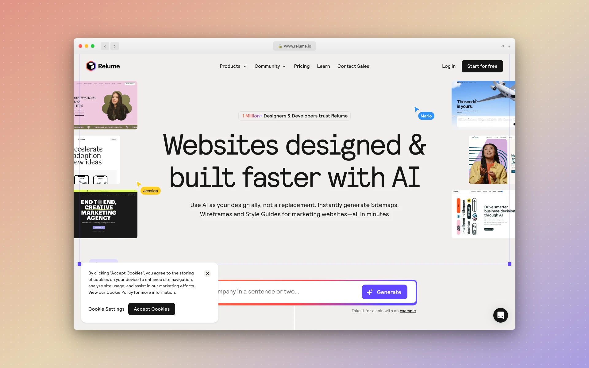 Relume sitemap and wireframe generator