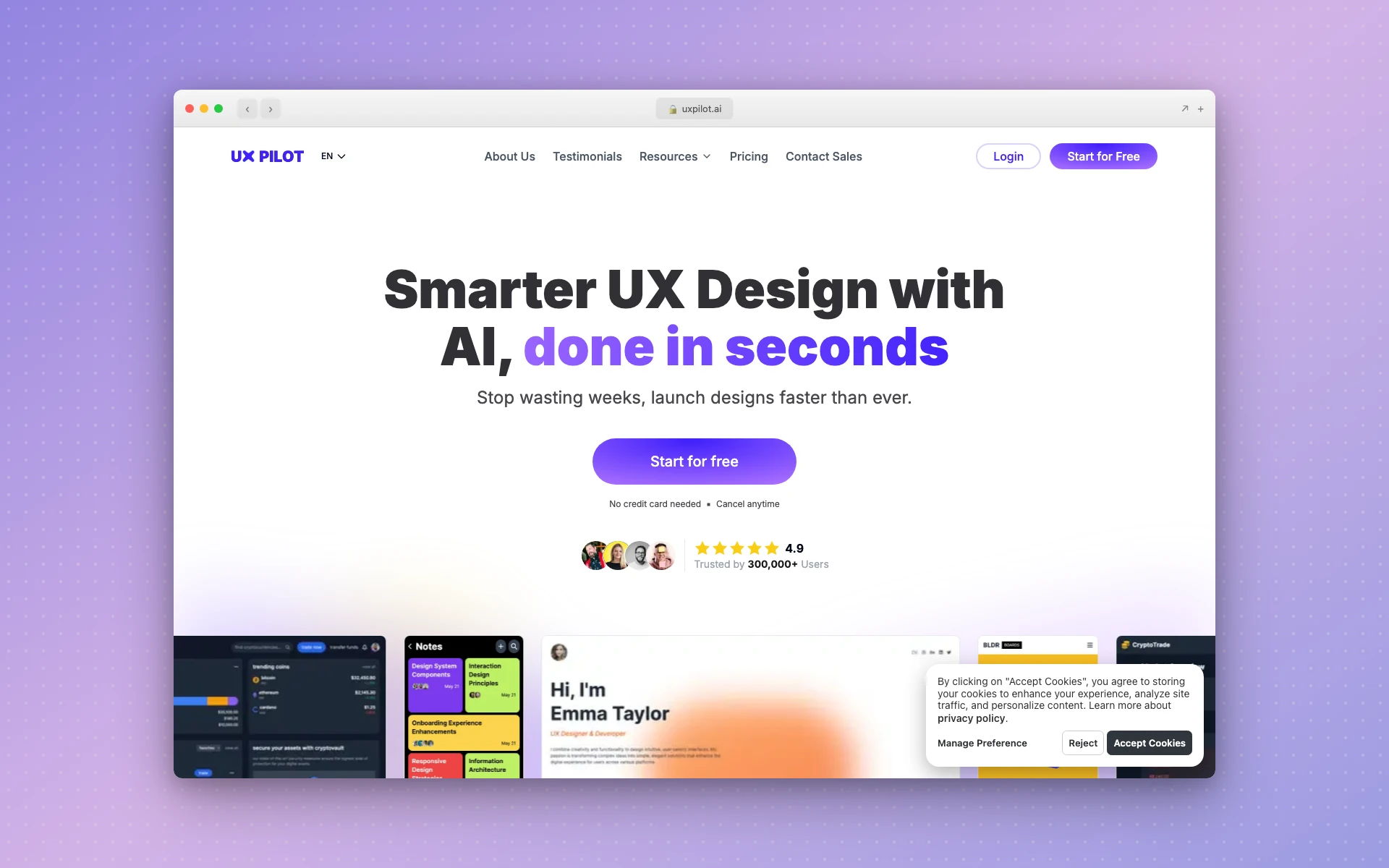 UX Pilot AI wireframe generator interface