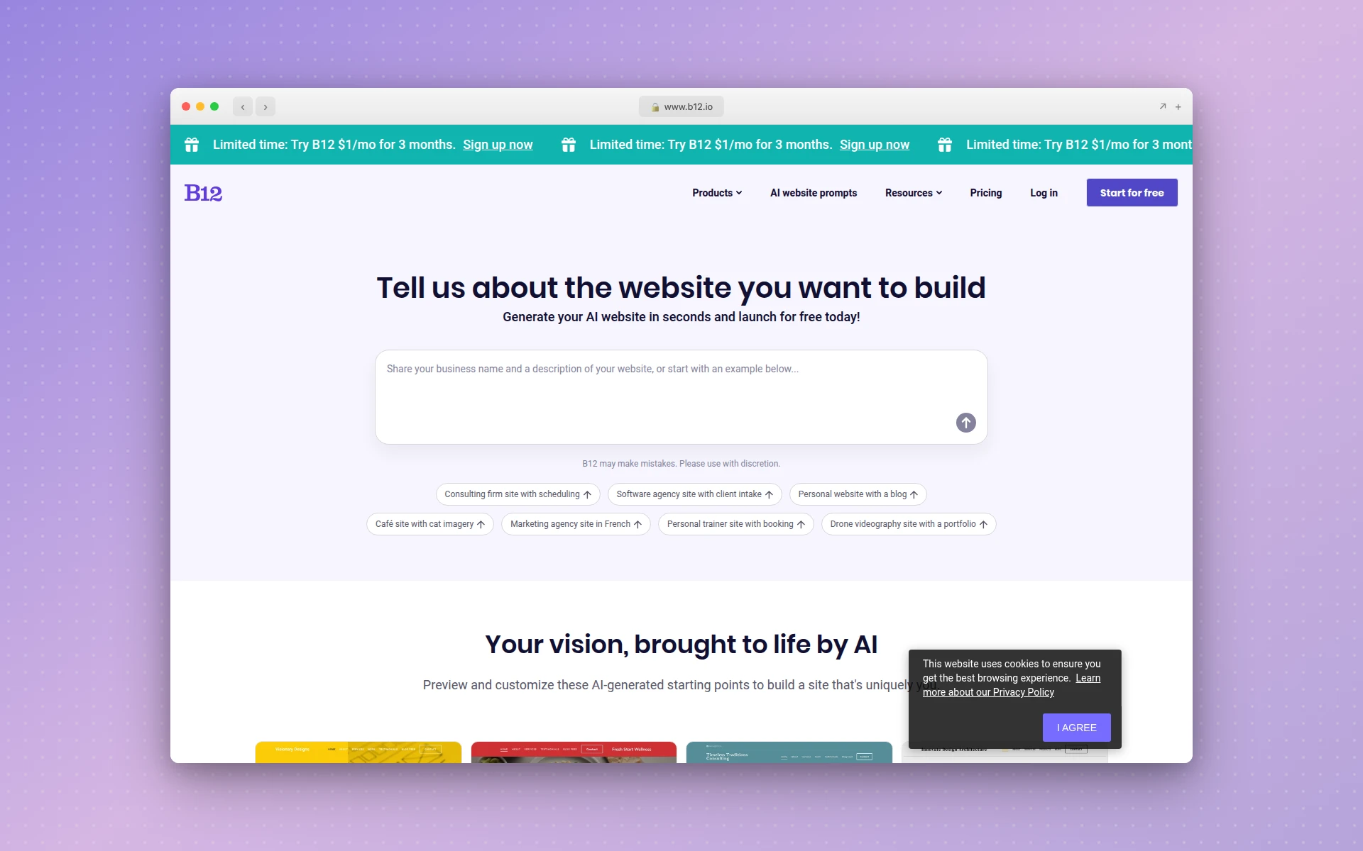 B12 AI website builder for service providers