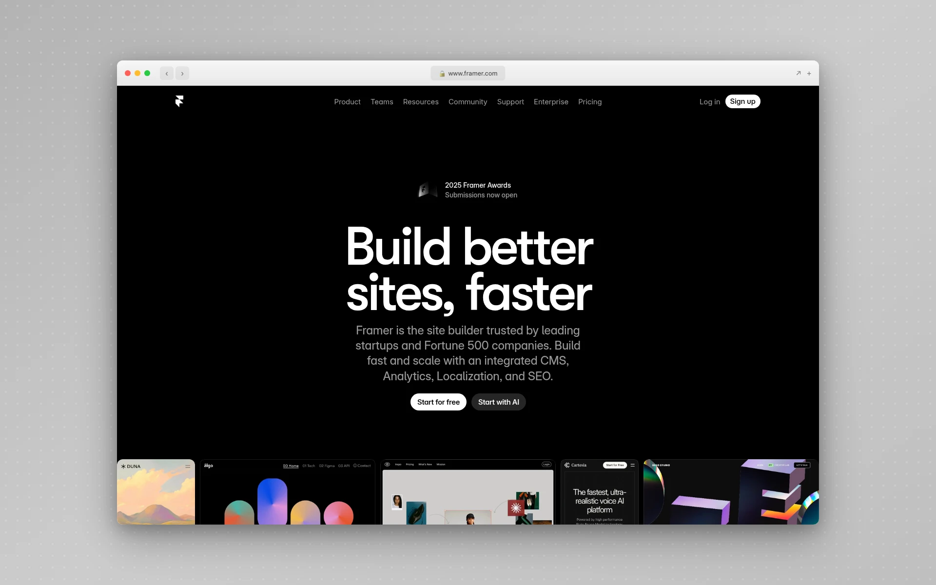 Framer AI website builder interface