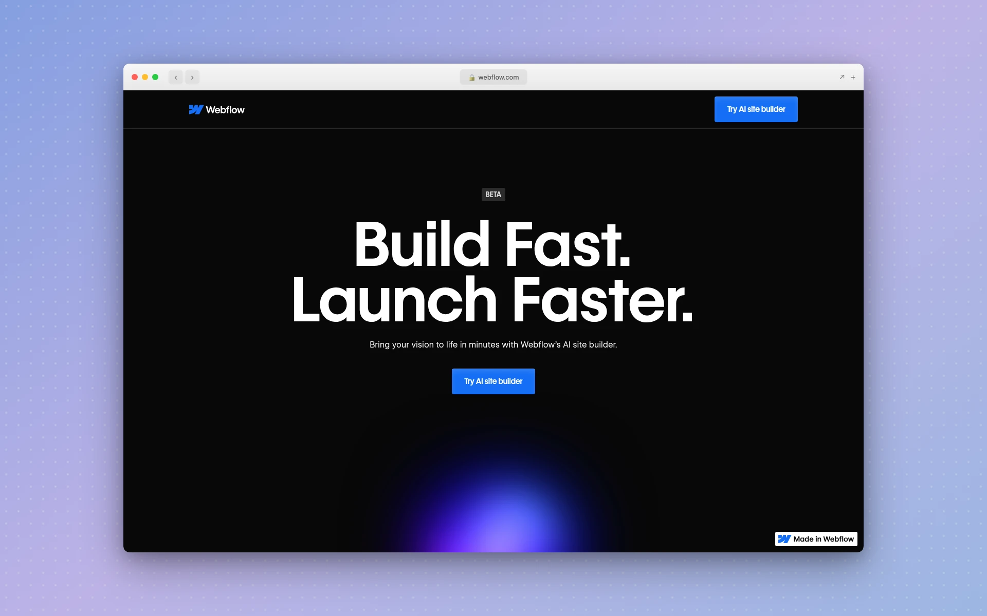Webflow AI site builder interface