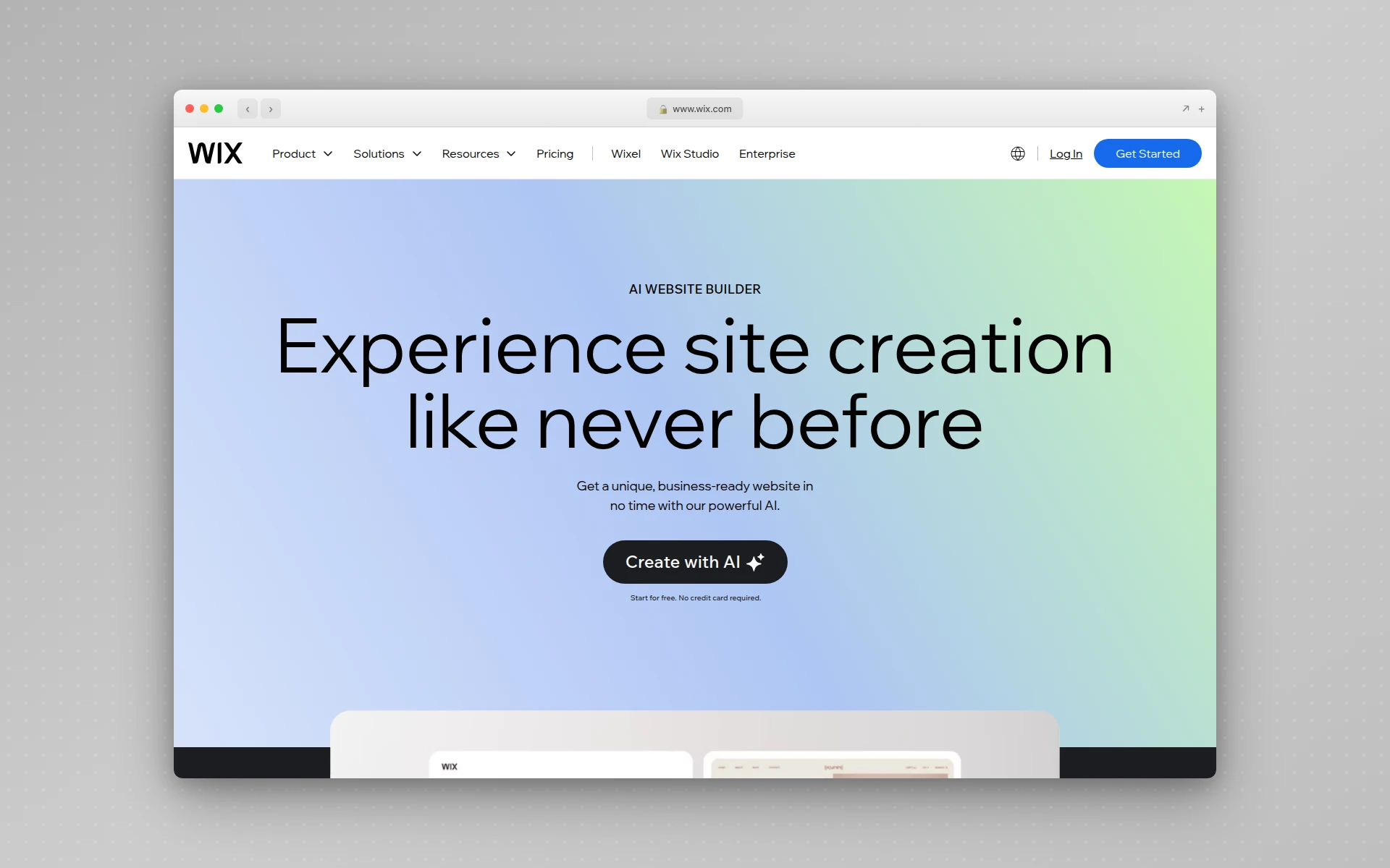 Wix AI website builder interface