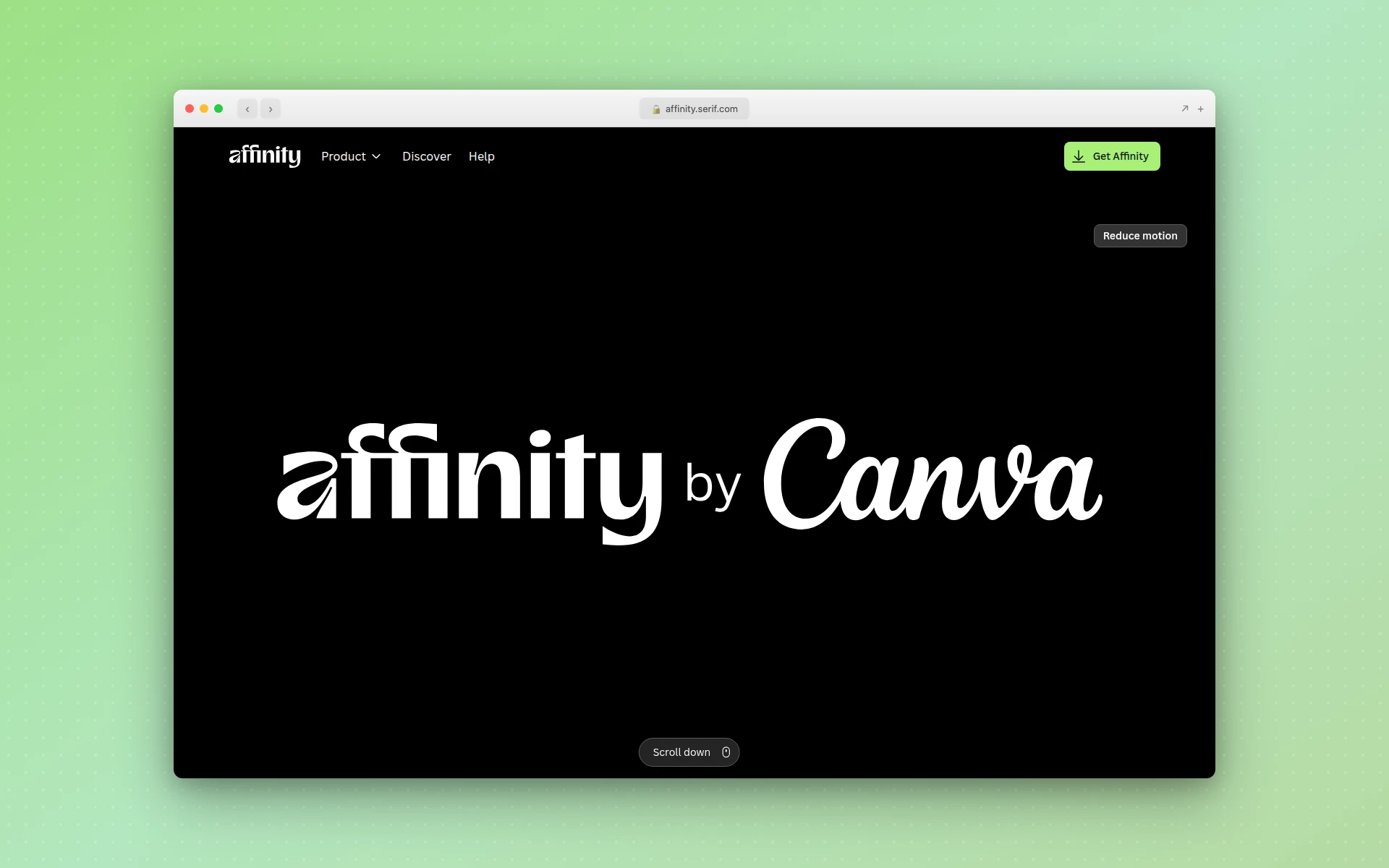 Affinity homepage