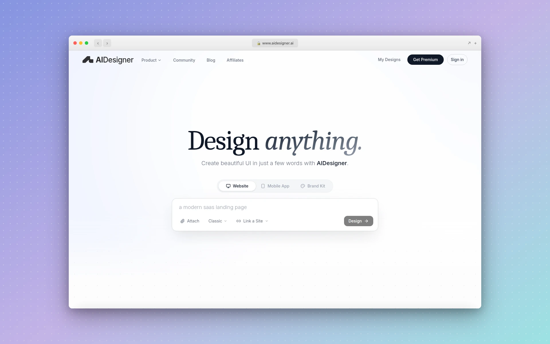 AIDesigner homepage
