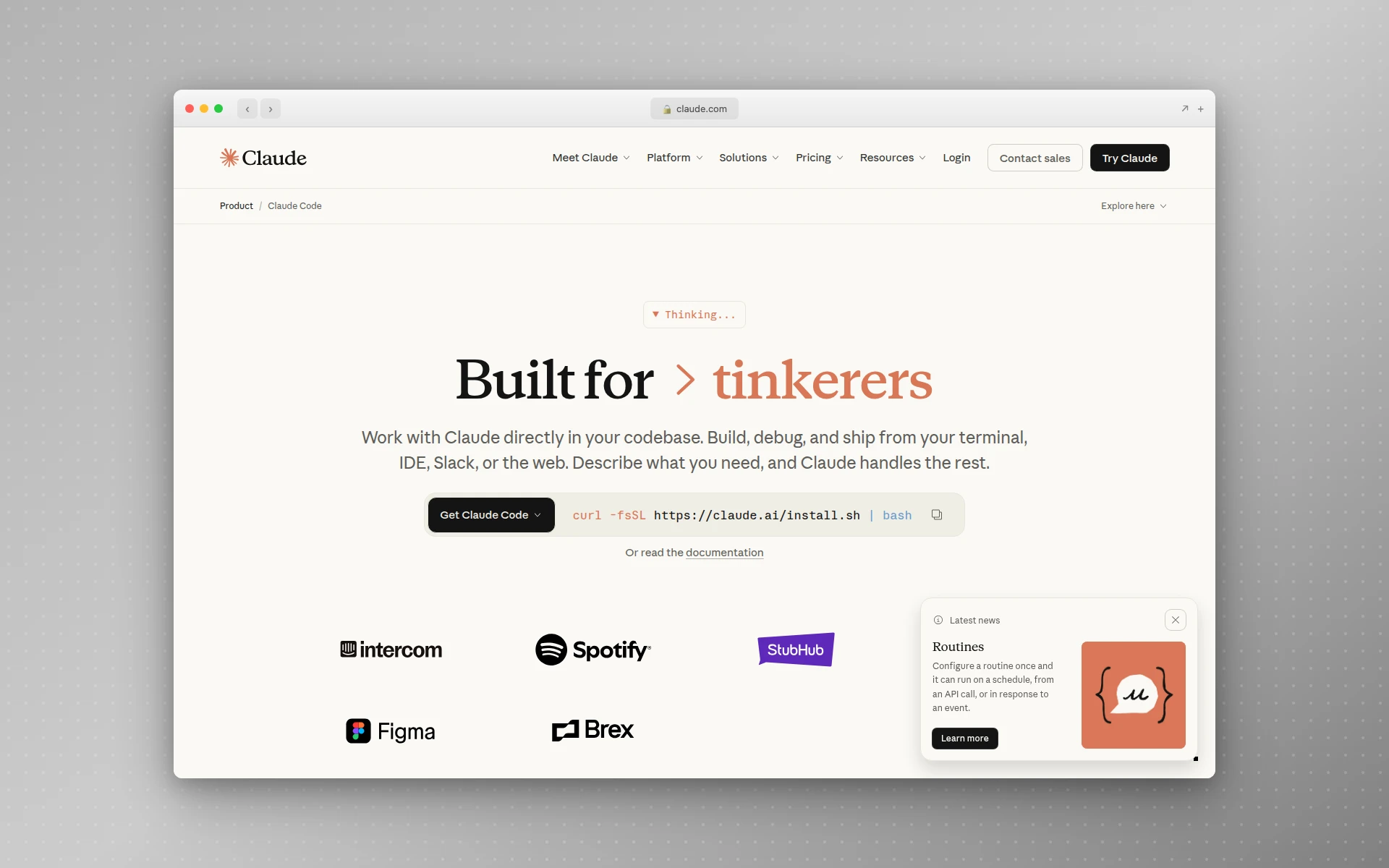 Claude Code homepage
