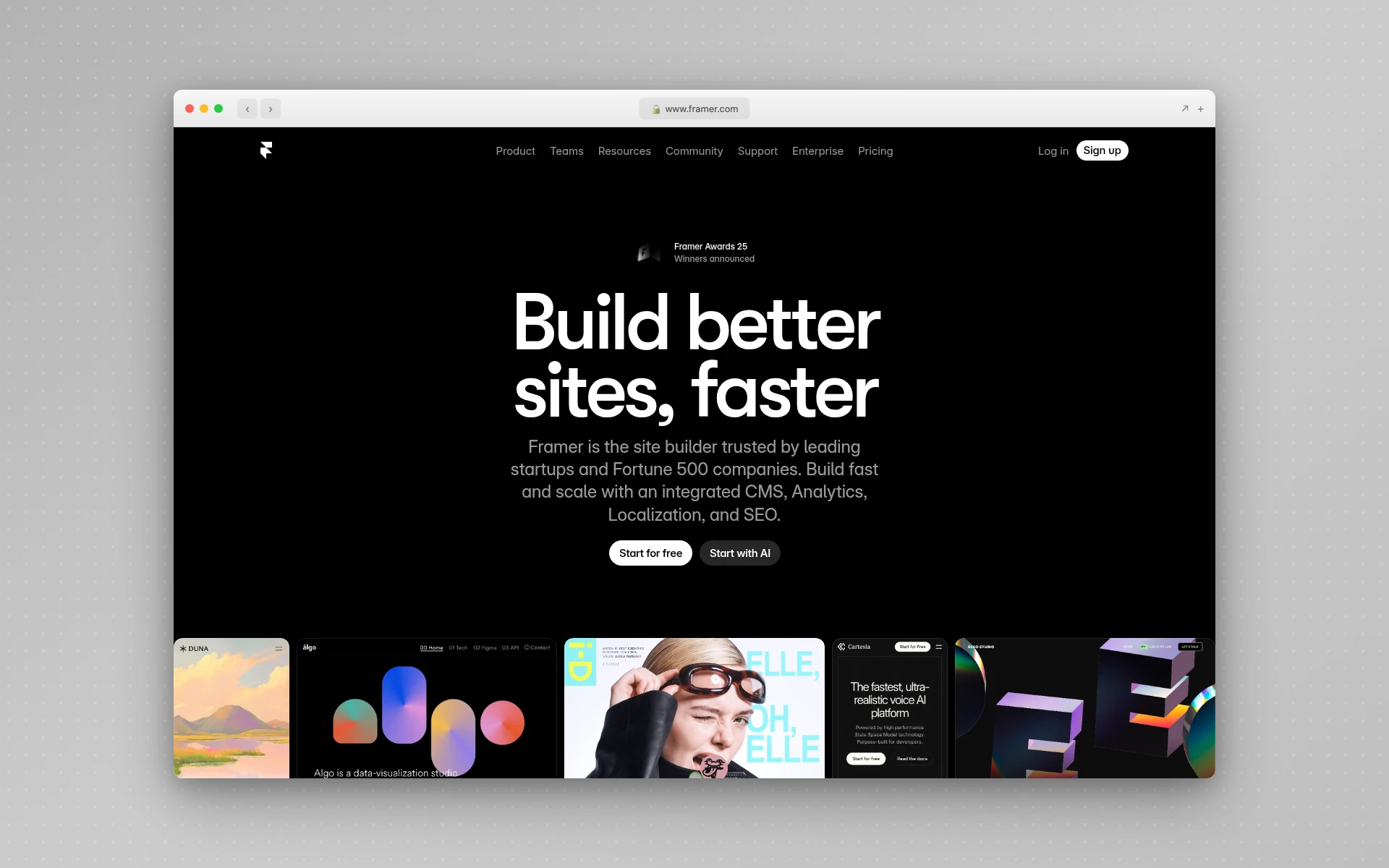 Framer homepage