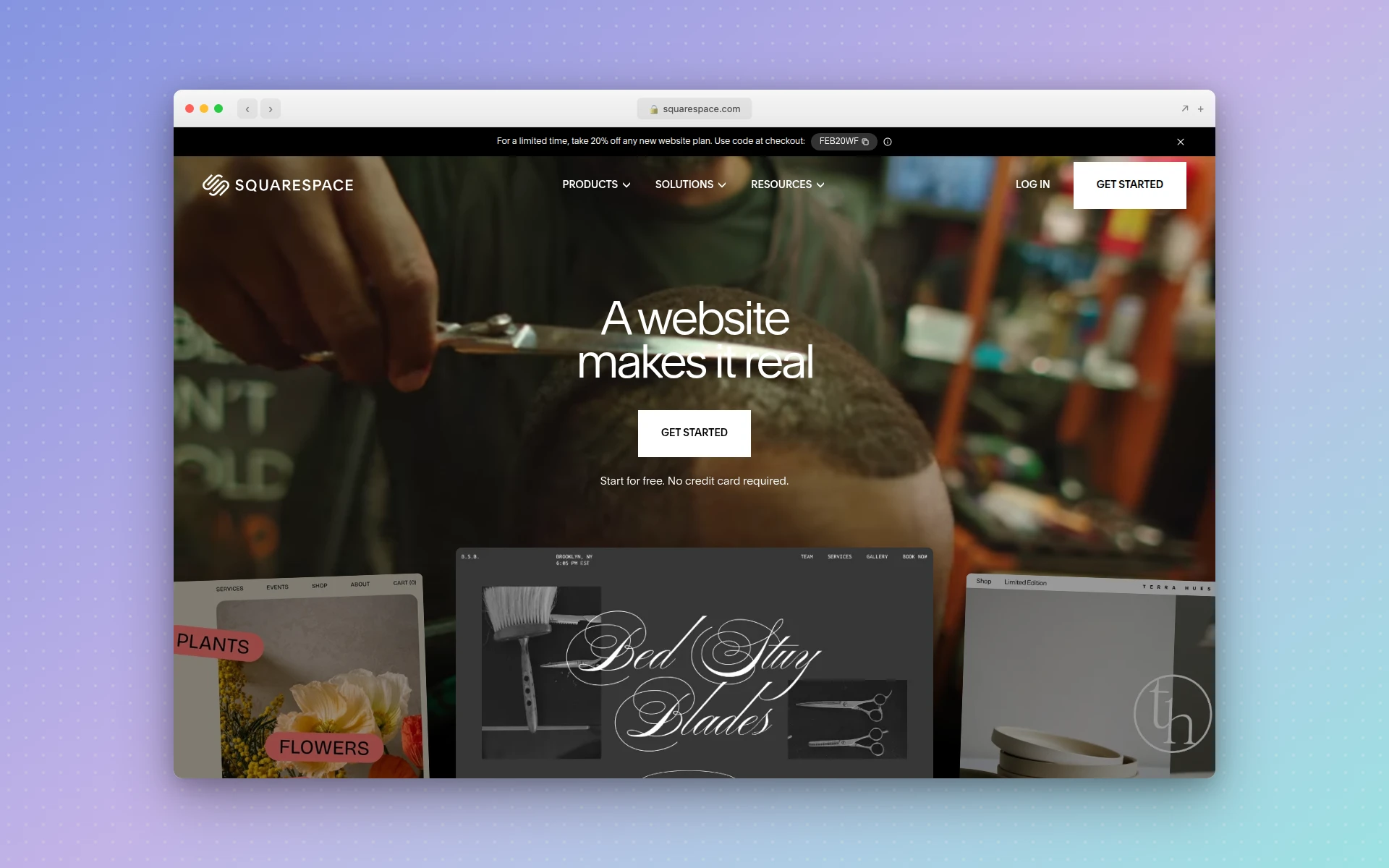 Squarespace homepage