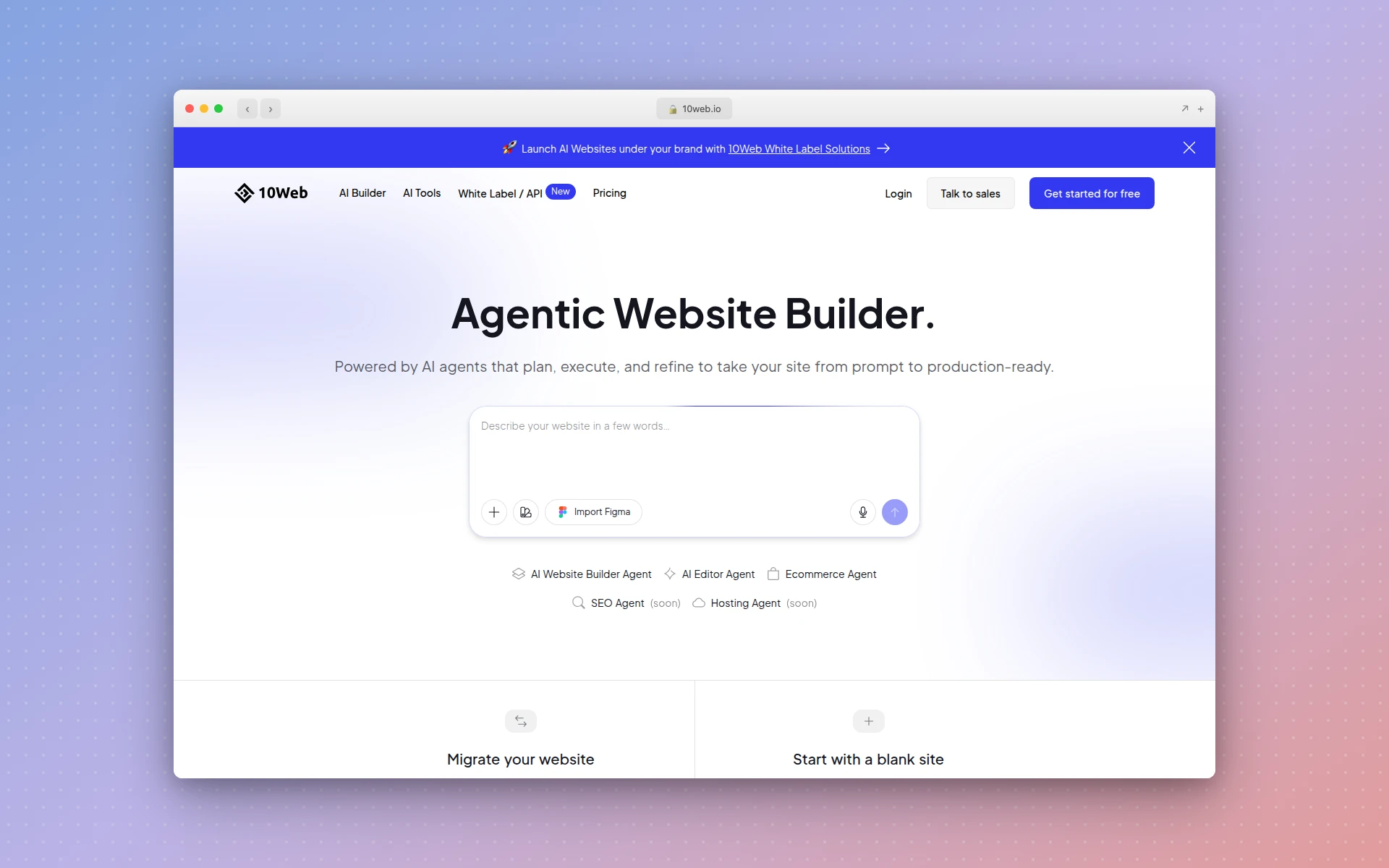 10Web homepage
