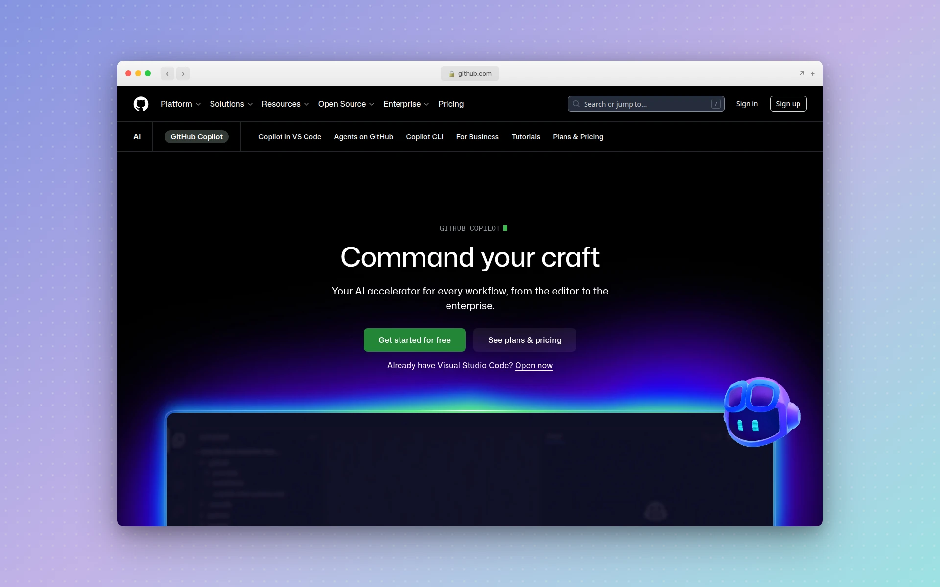 GitHub Copilot homepage