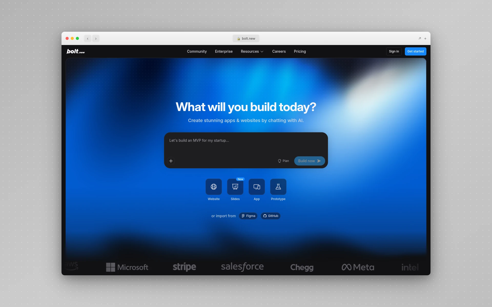 Bolt.new homepage