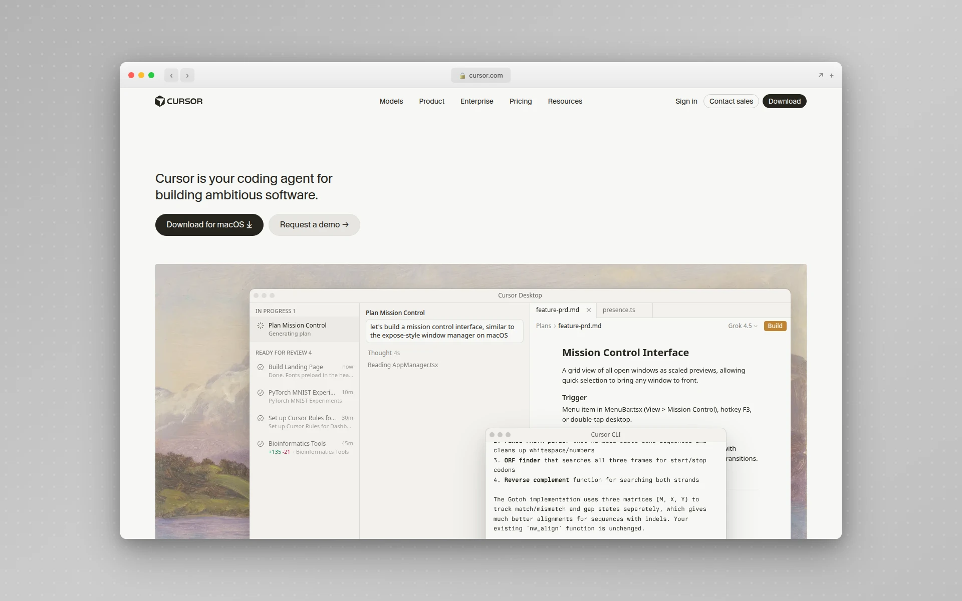 Cursor homepage