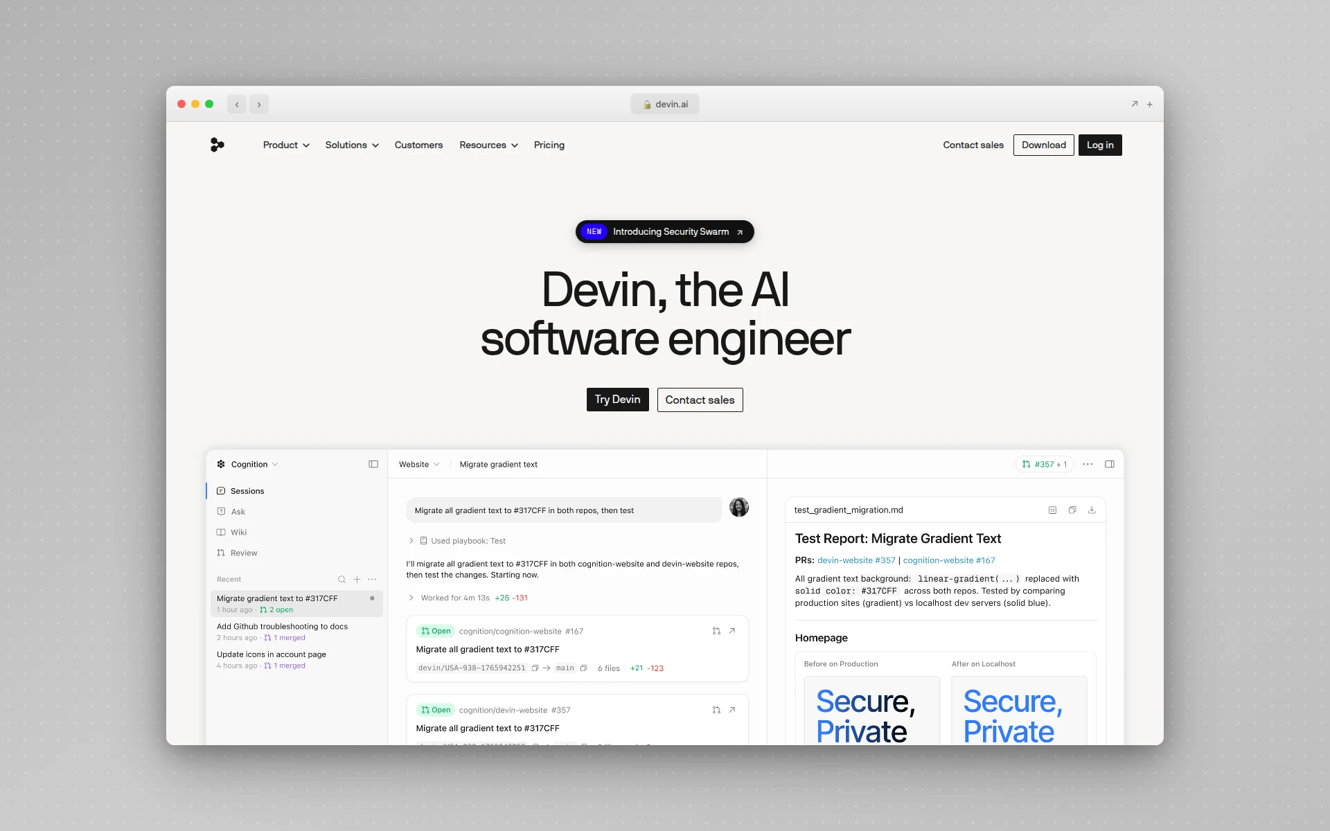 Cognition's Devin site
