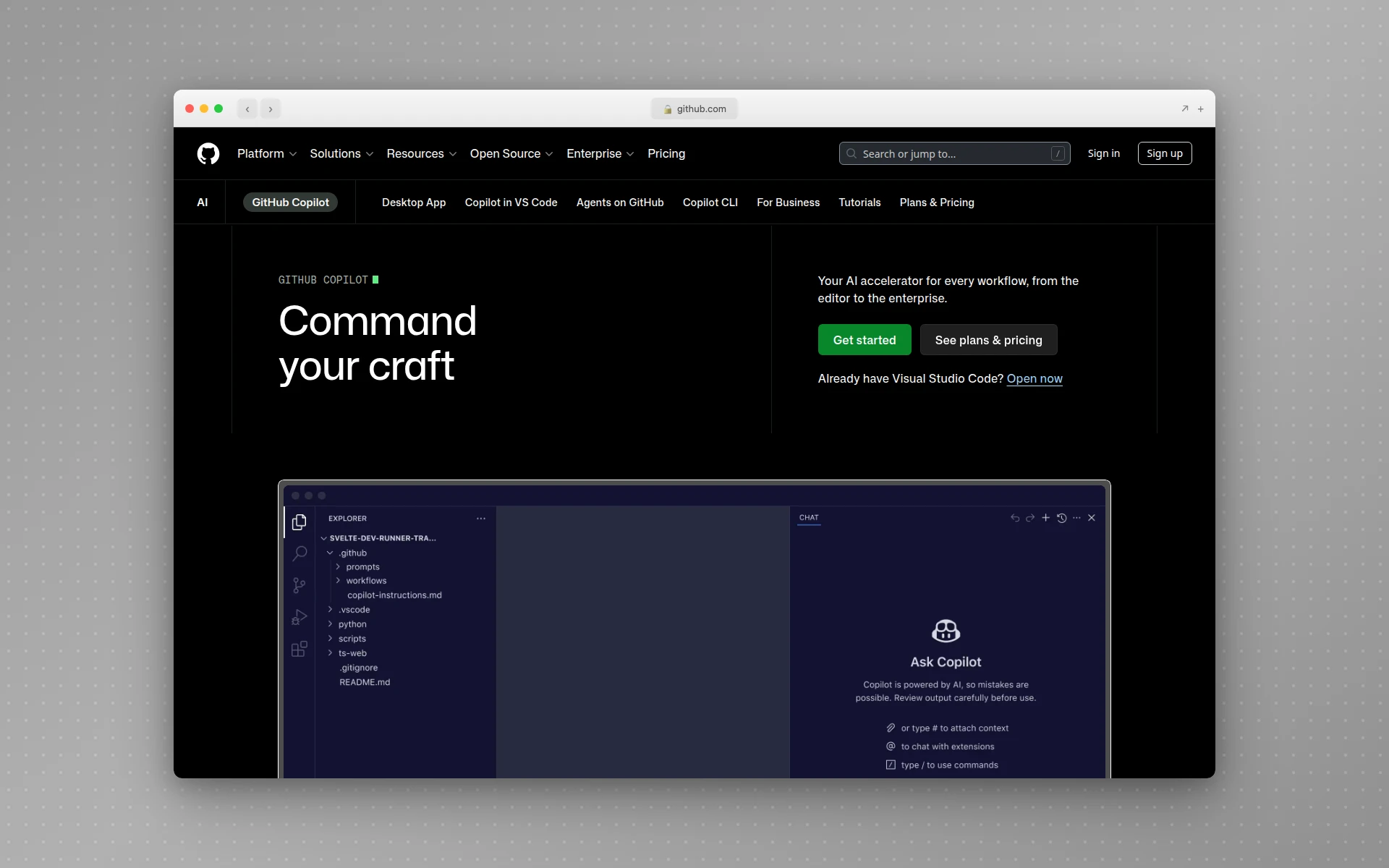 GitHub Copilot feature page