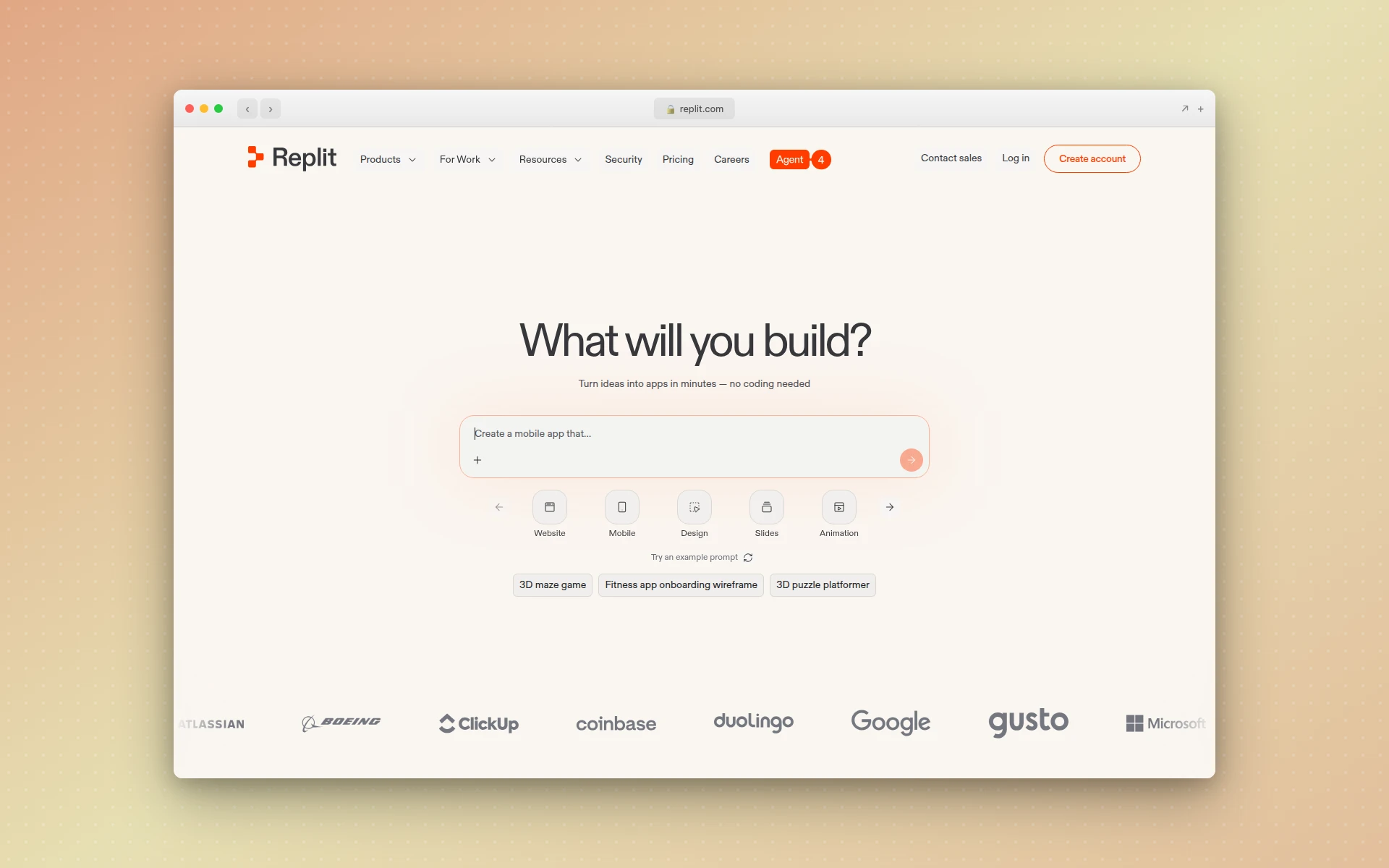 Replit homepage