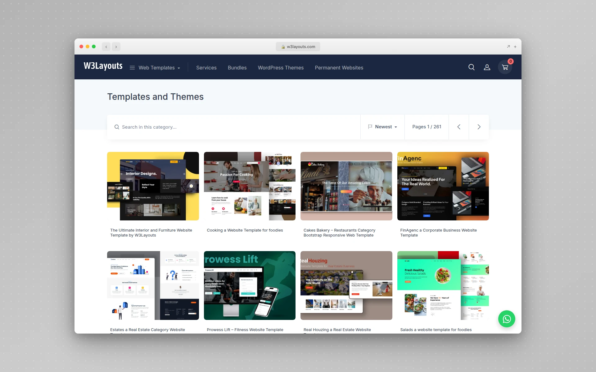 W3Layouts homepage showing a large catalog of free responsive HTML5 templates