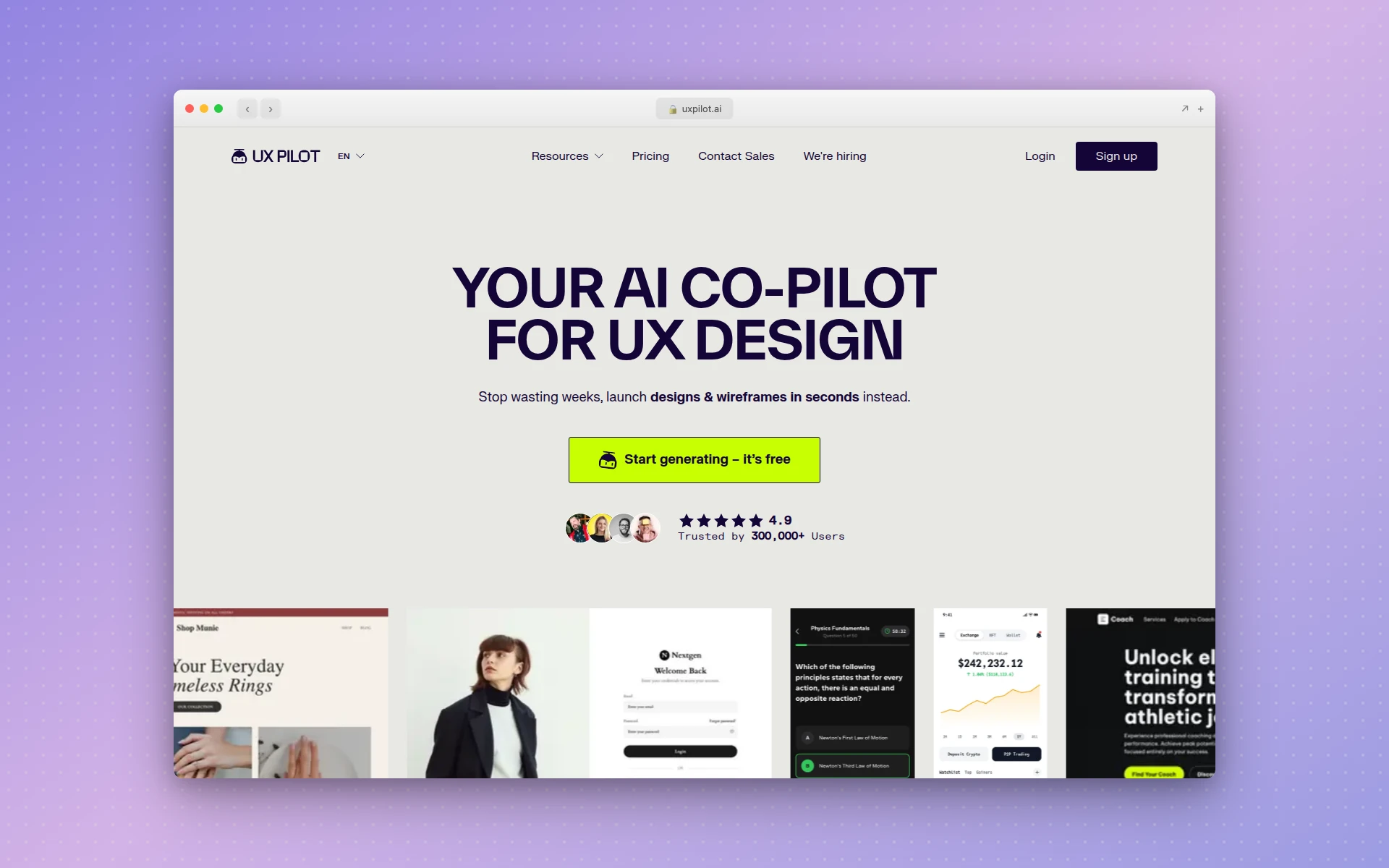 UX Pilot homepage