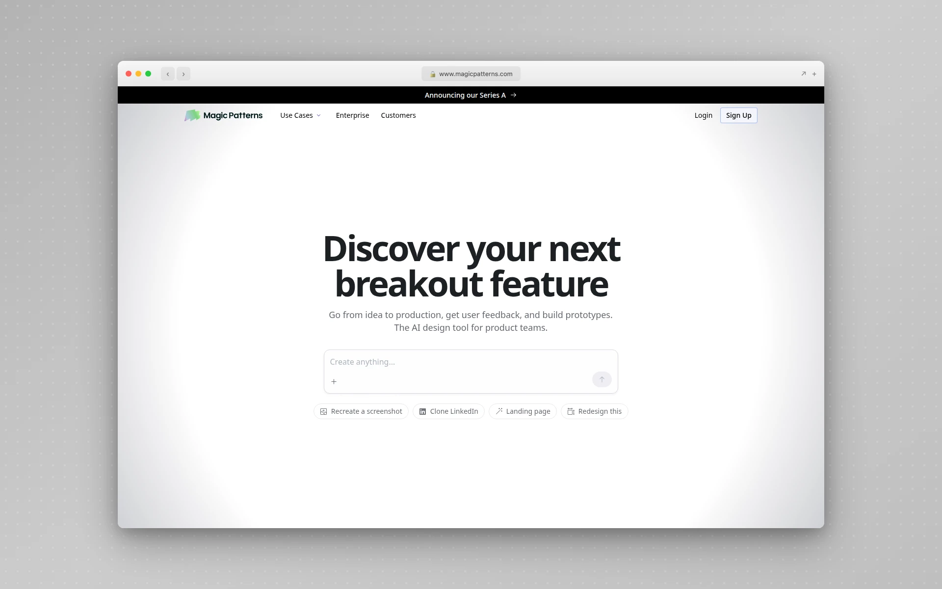 Magic Patterns homepage