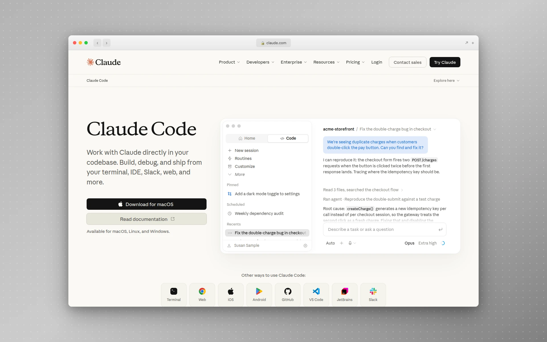 Claude Code product page from Anthropic