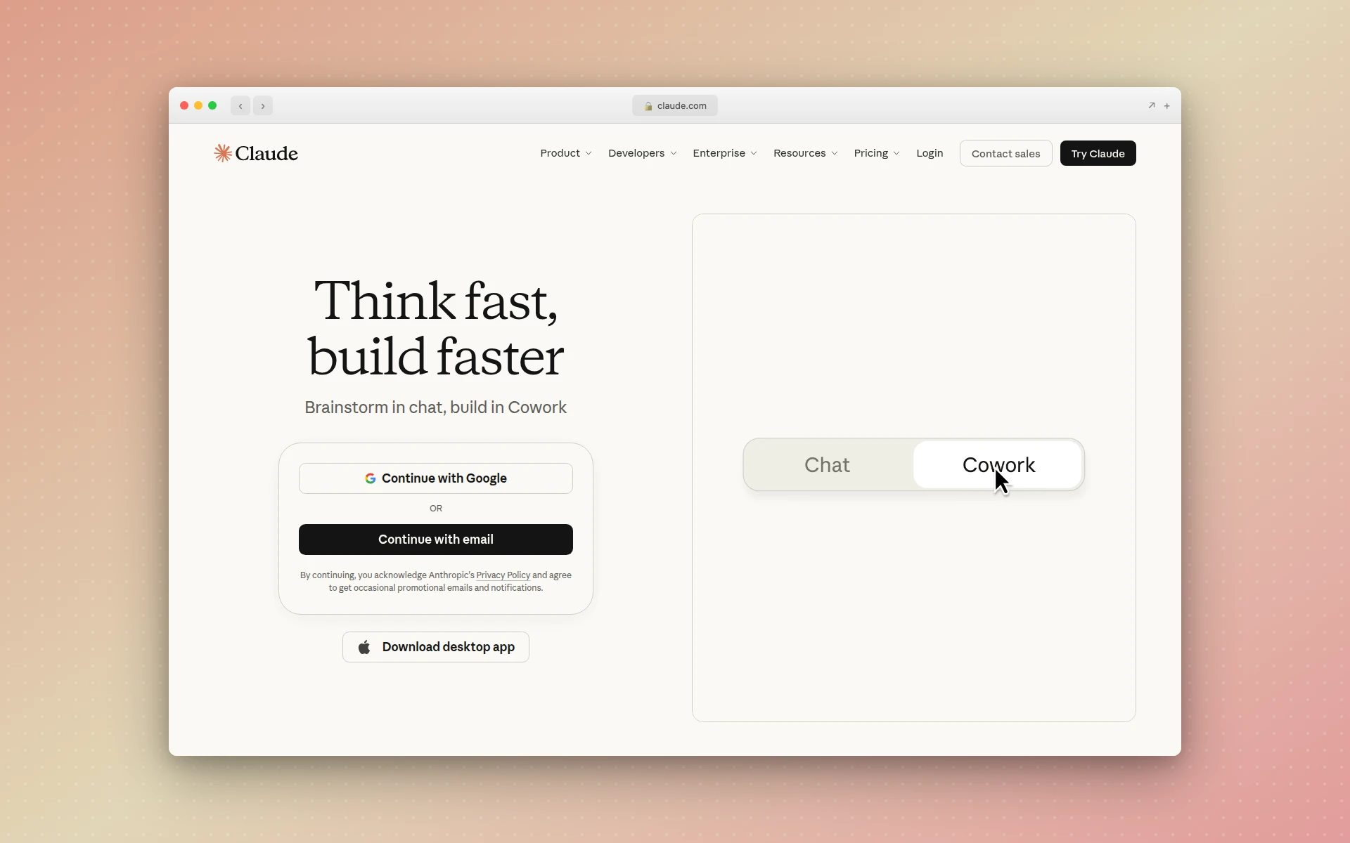 Claude homepage