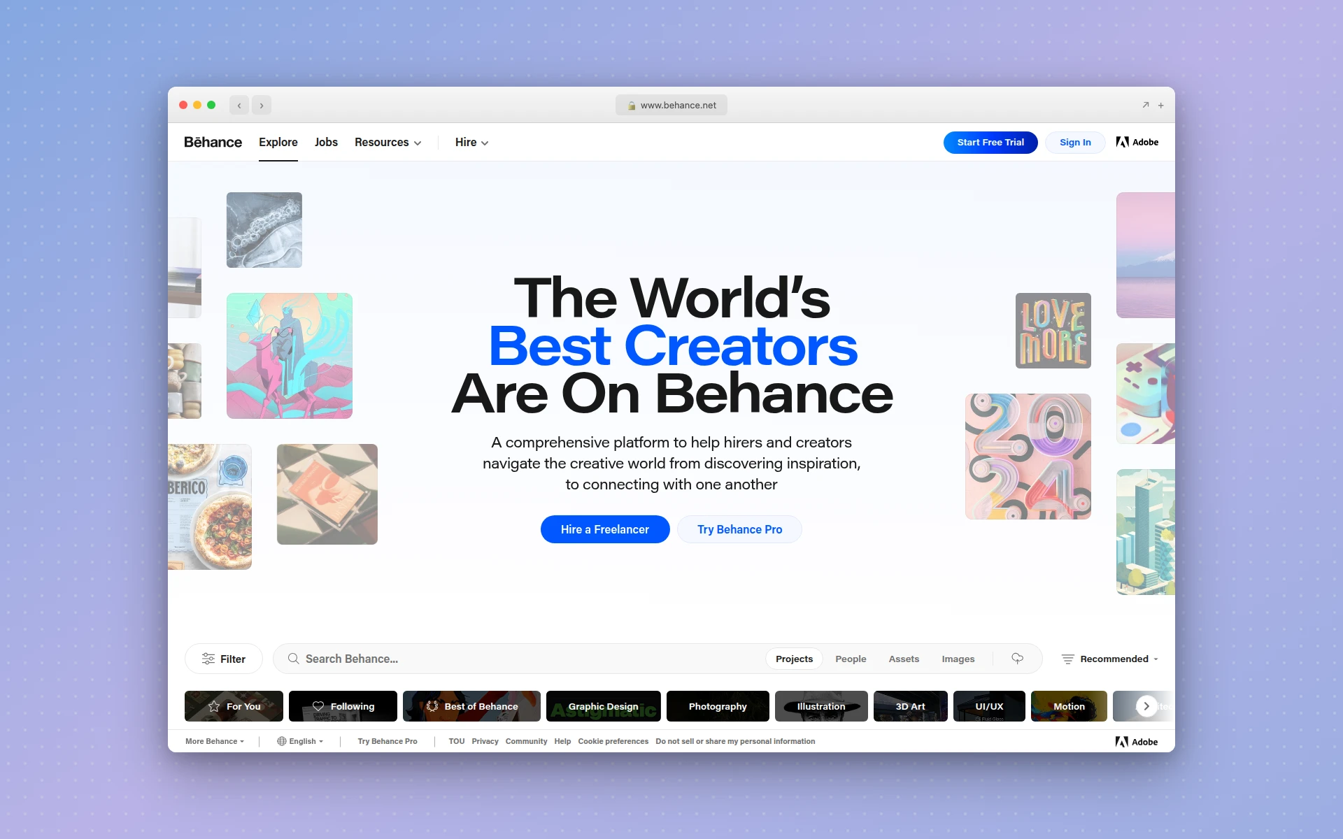 Behance homepage