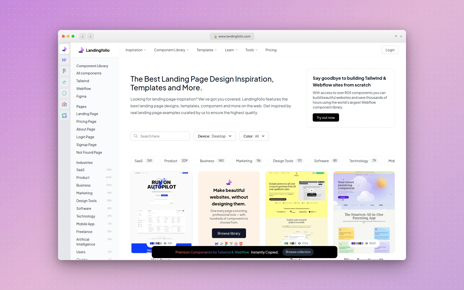 Landingfolio homepage