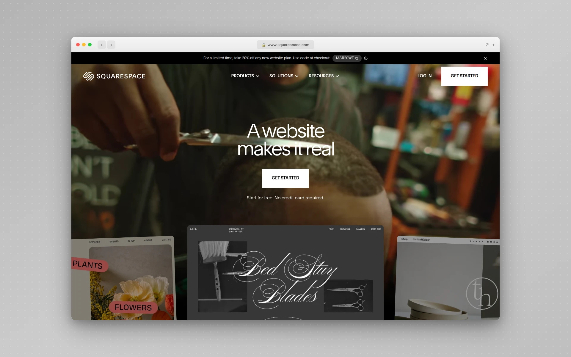 Squarespace homepage