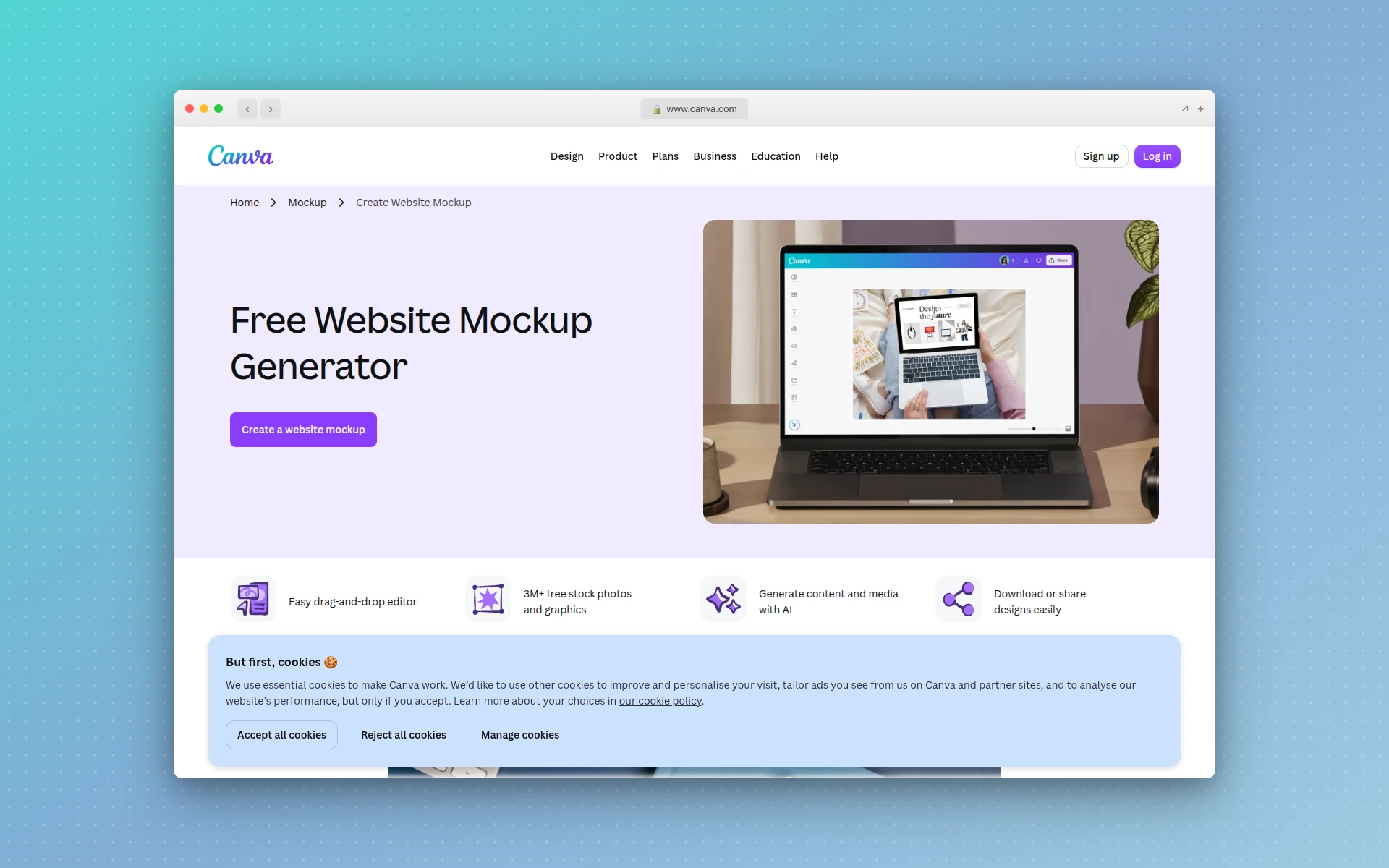 Canva homepage