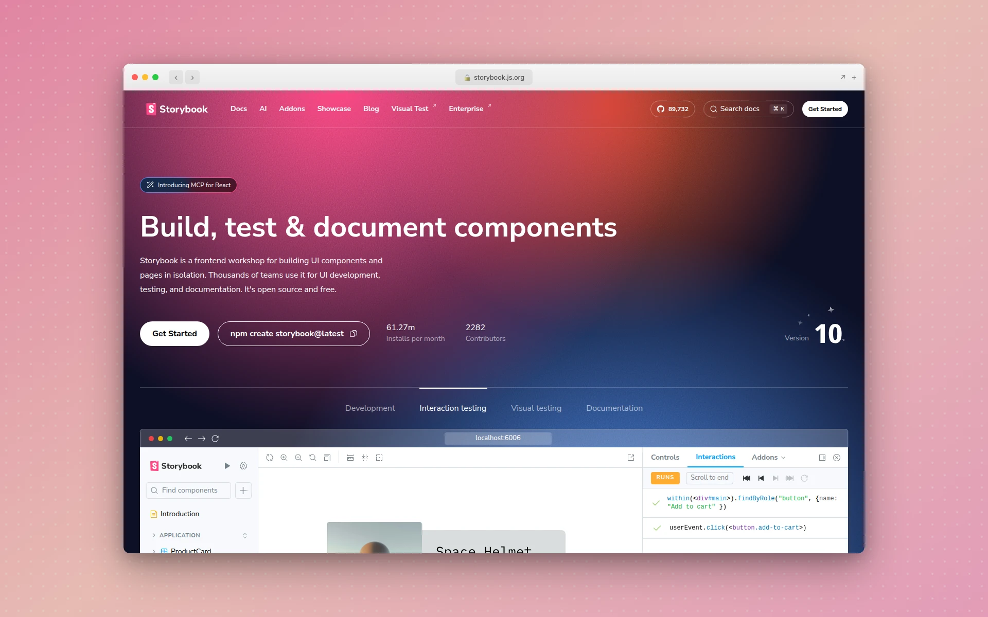 Storybook homepage — the industry standard for component documentation