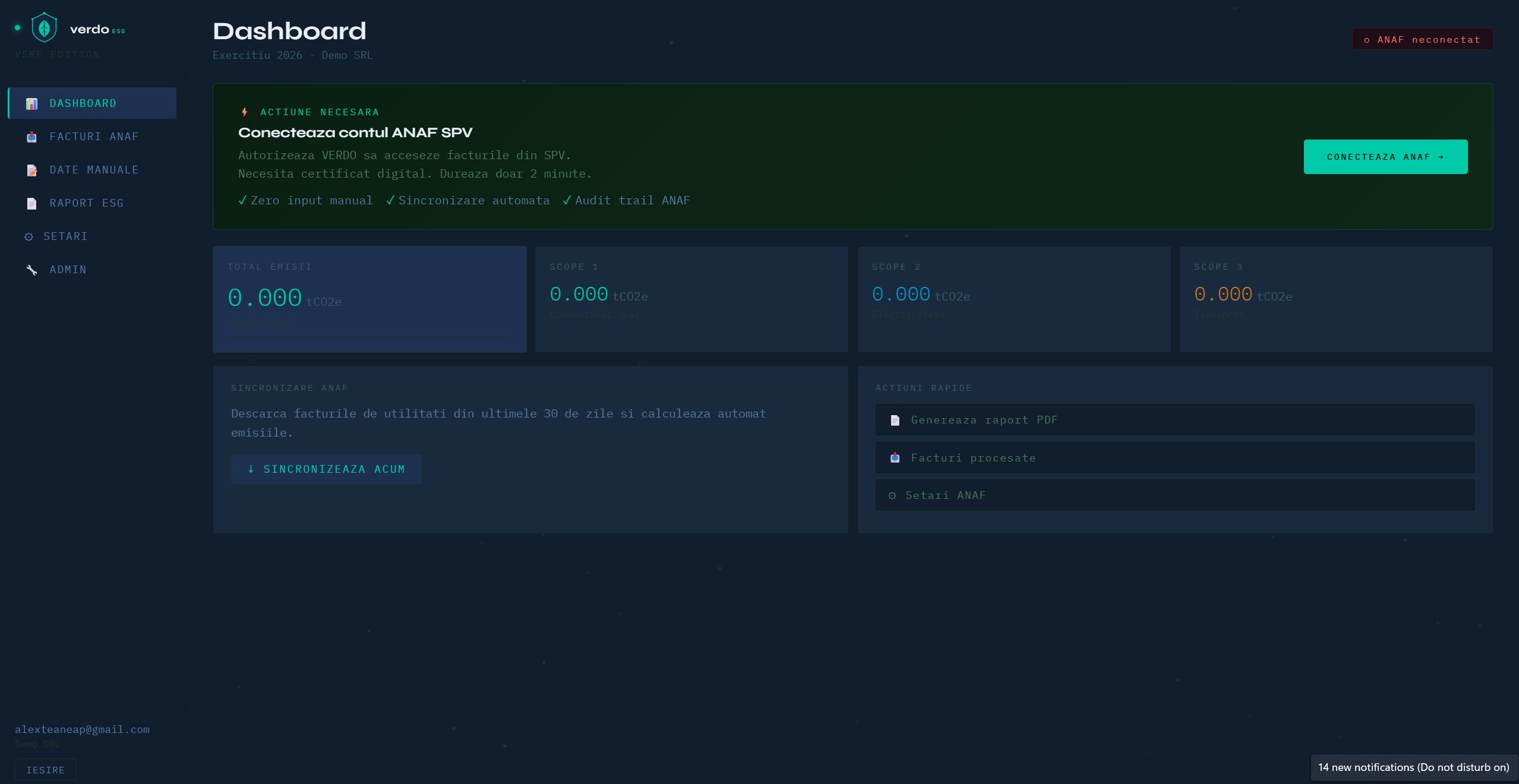 verdo.info reporting screen